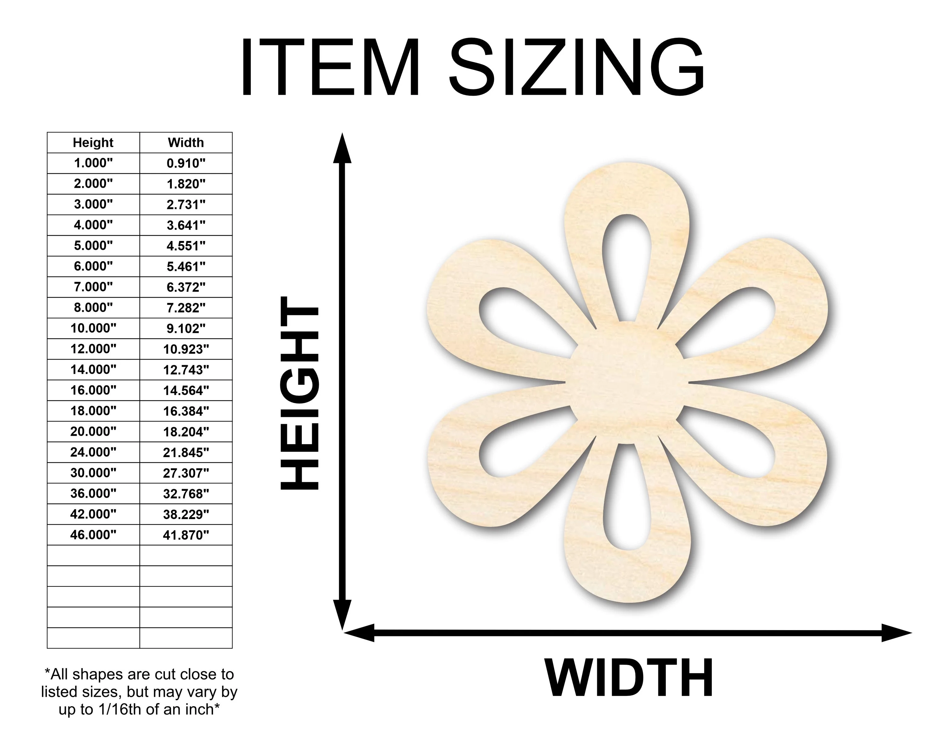 Unfinished Wood Daisy Shape - Flower Craft - up to 46" DIY - Image 2