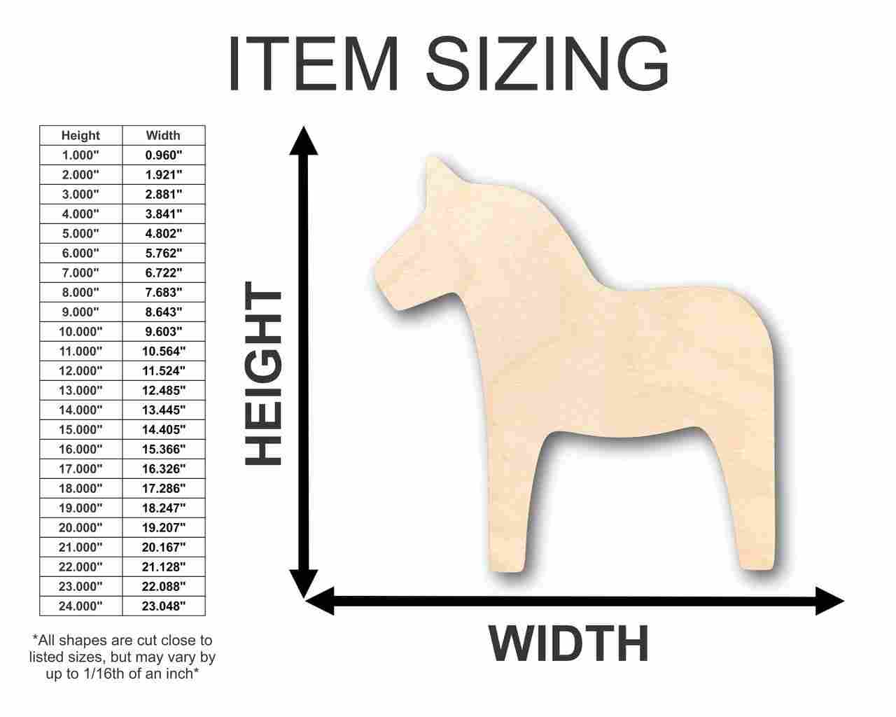 Unfinished Wood Dala Horse Shape - Animal - Craft - up to 46" DIY - Image 2
