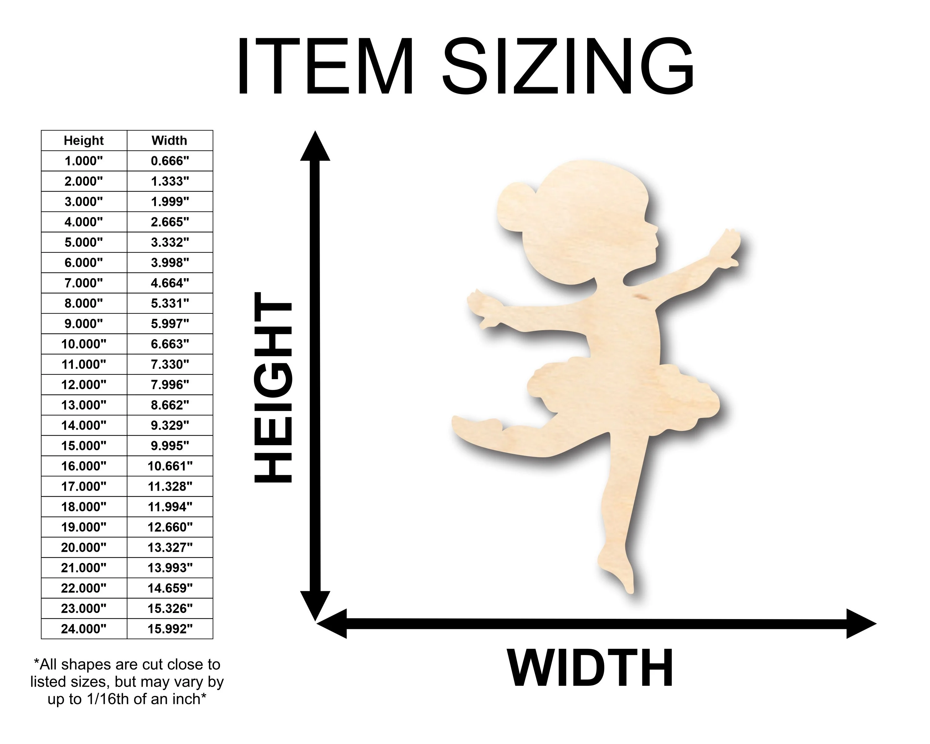Unfinished Wood Dancer Shape - Craft - up to 46" DIY - Image 2