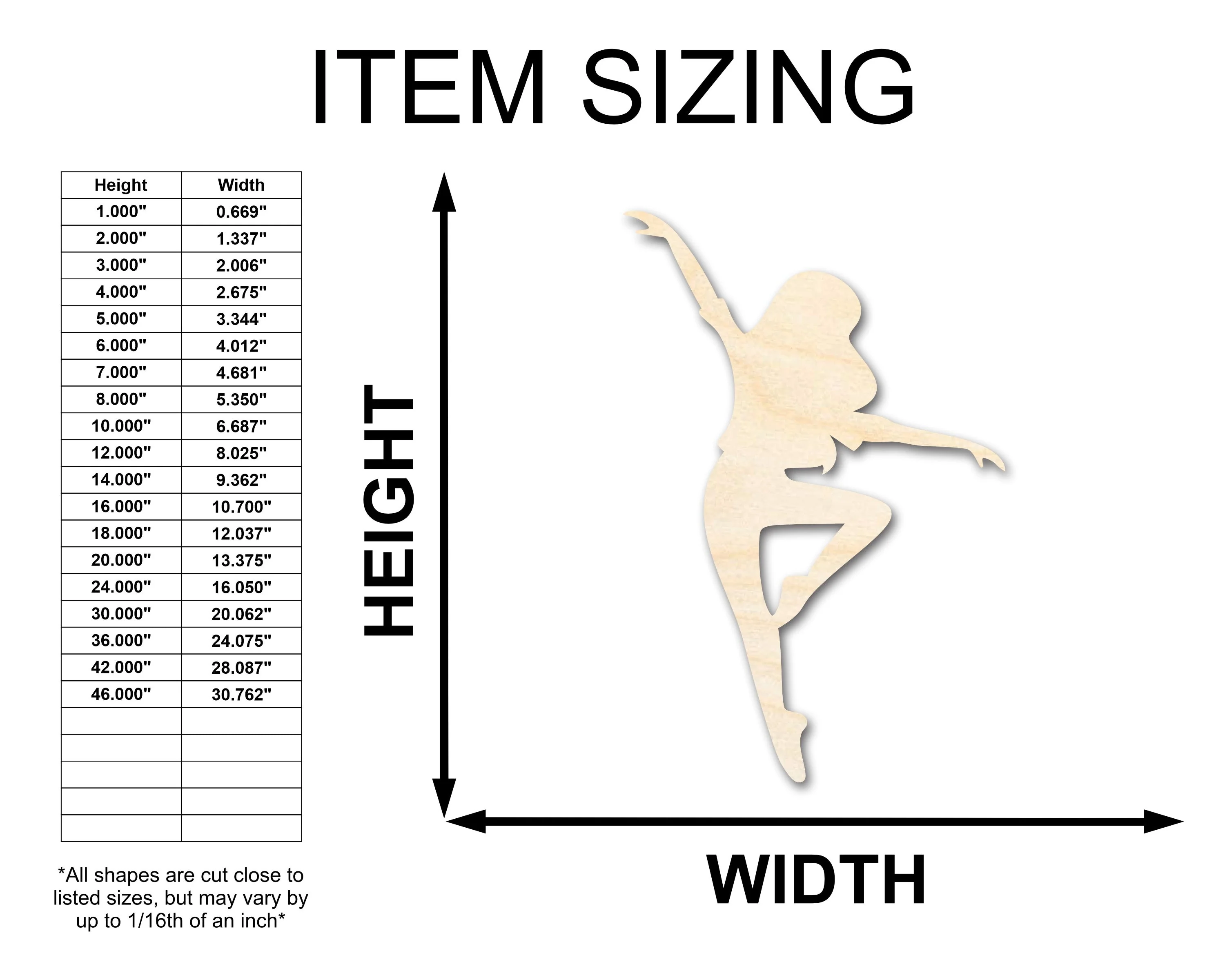 Unfinished Wood Dancer Shape - Dance Craft - up to 46" DIY - Image 2