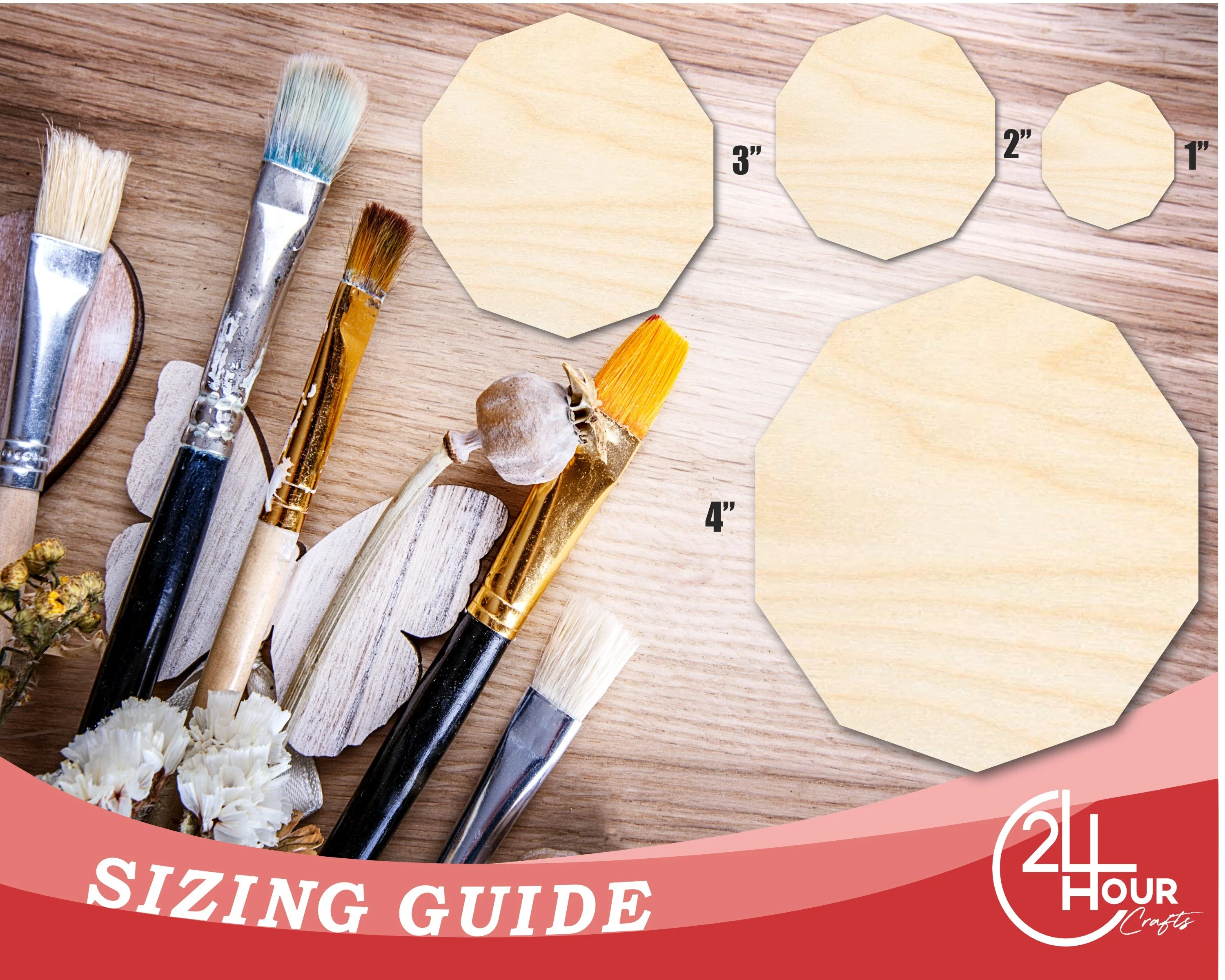 Unfinished Wood Decagon Shape | DIY Craft Cutout | Up to 36" - Image 2