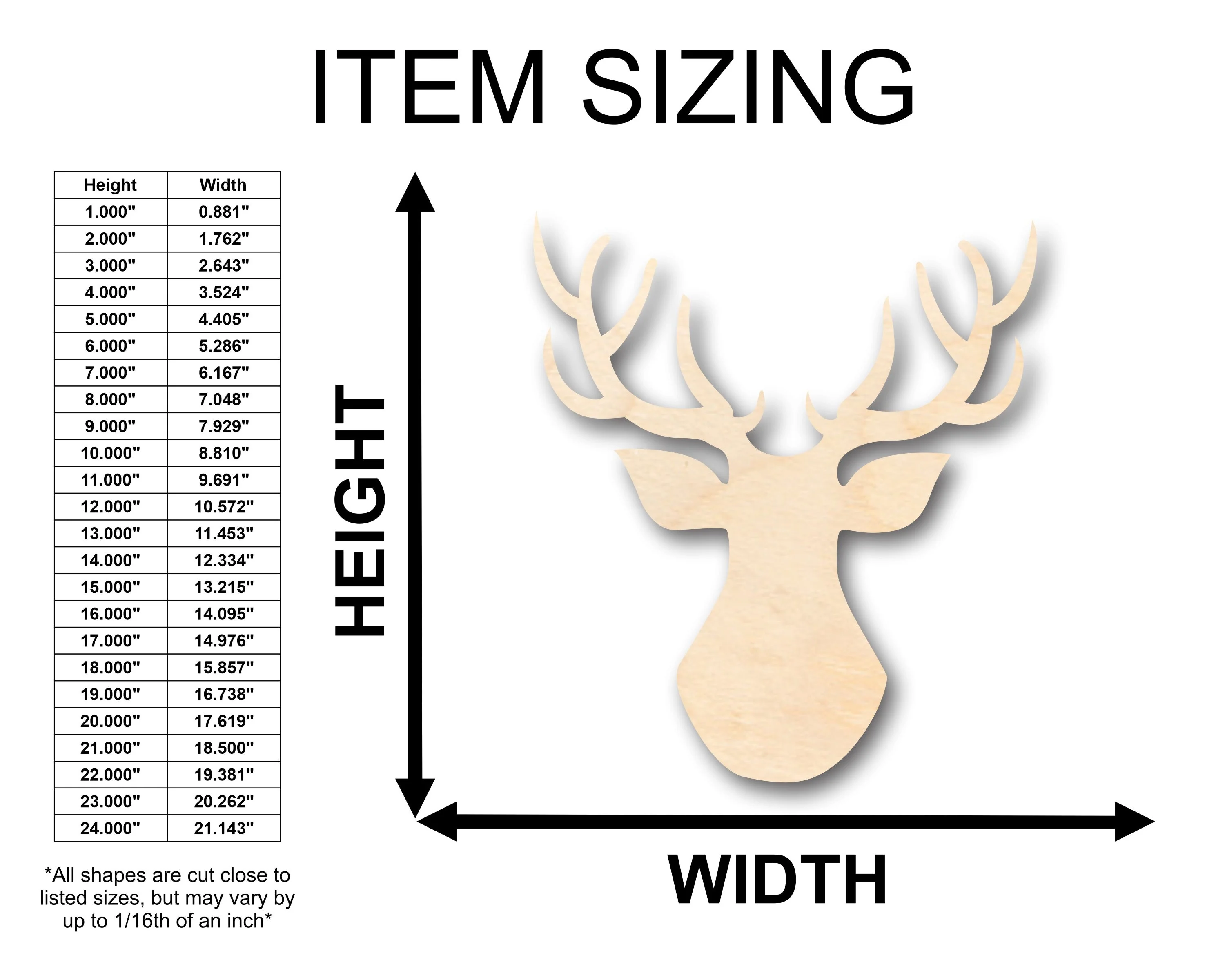 Unfinished Wood Deer Antlers Buck Shape - Craft - up to 46" DIY - Image 2