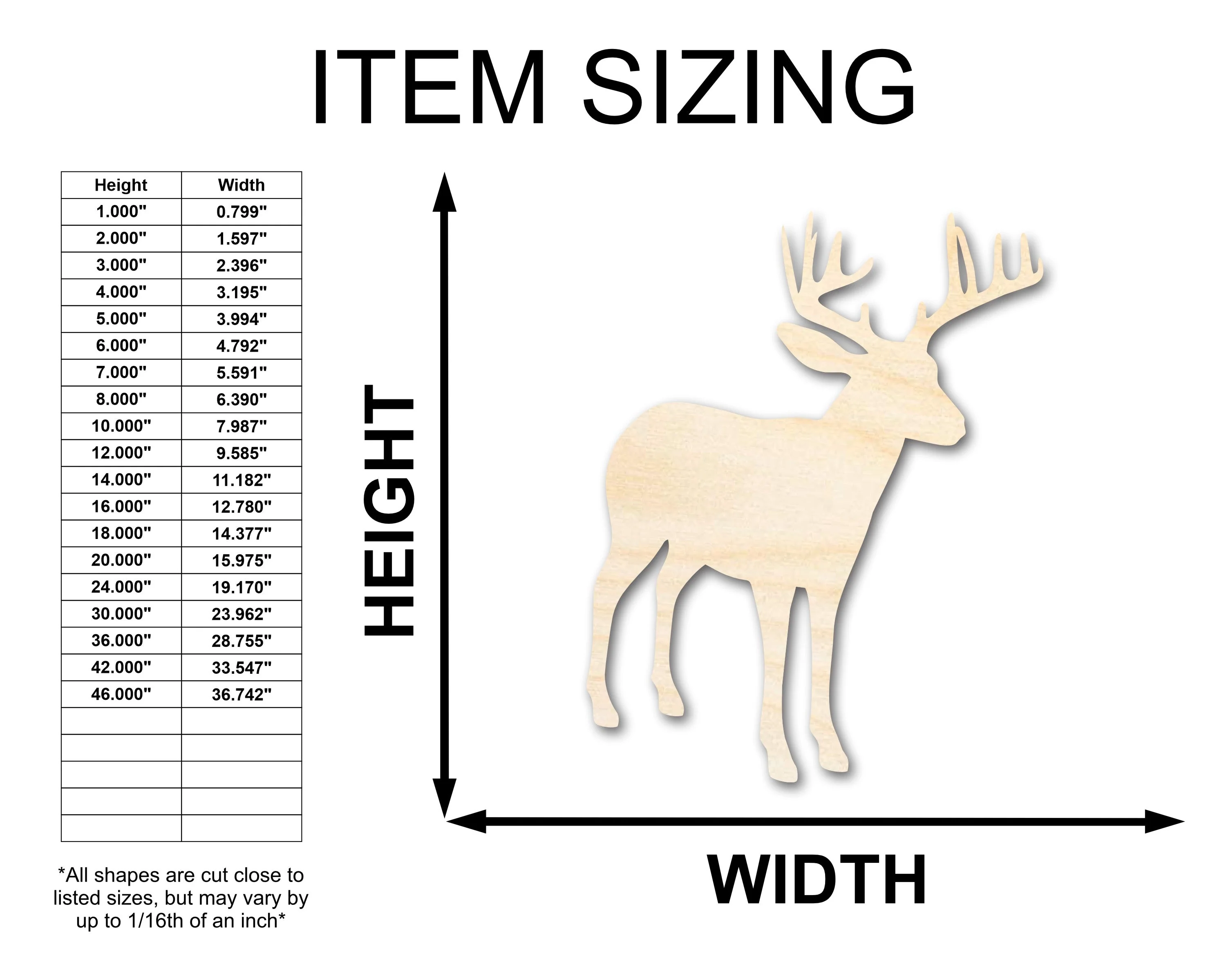 Unfinished Wood Deer Buck Antlers Silhouette Shape - Craft - up to 46" DIY - Image 2