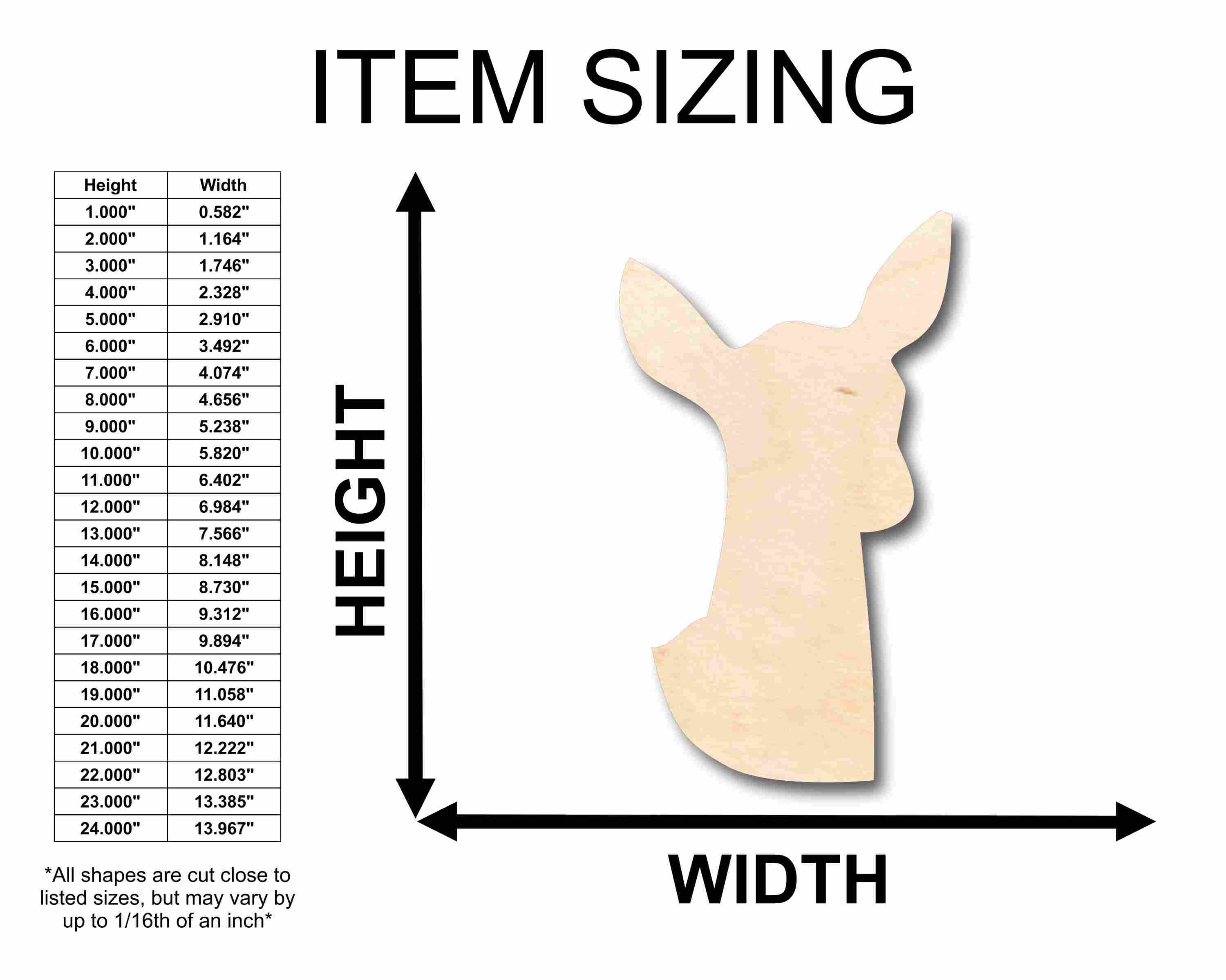Unfinished Wood Deer Doe Head Silhouette - Craft- up to 46" DIY - Image 2