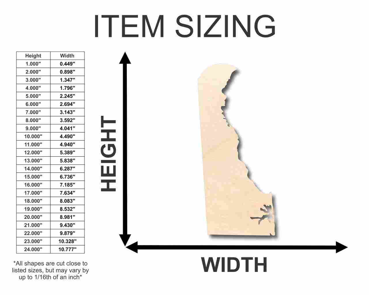 Unfinished Wood Delaware Shape - State - Craft - up to 46" DIY - Image 2