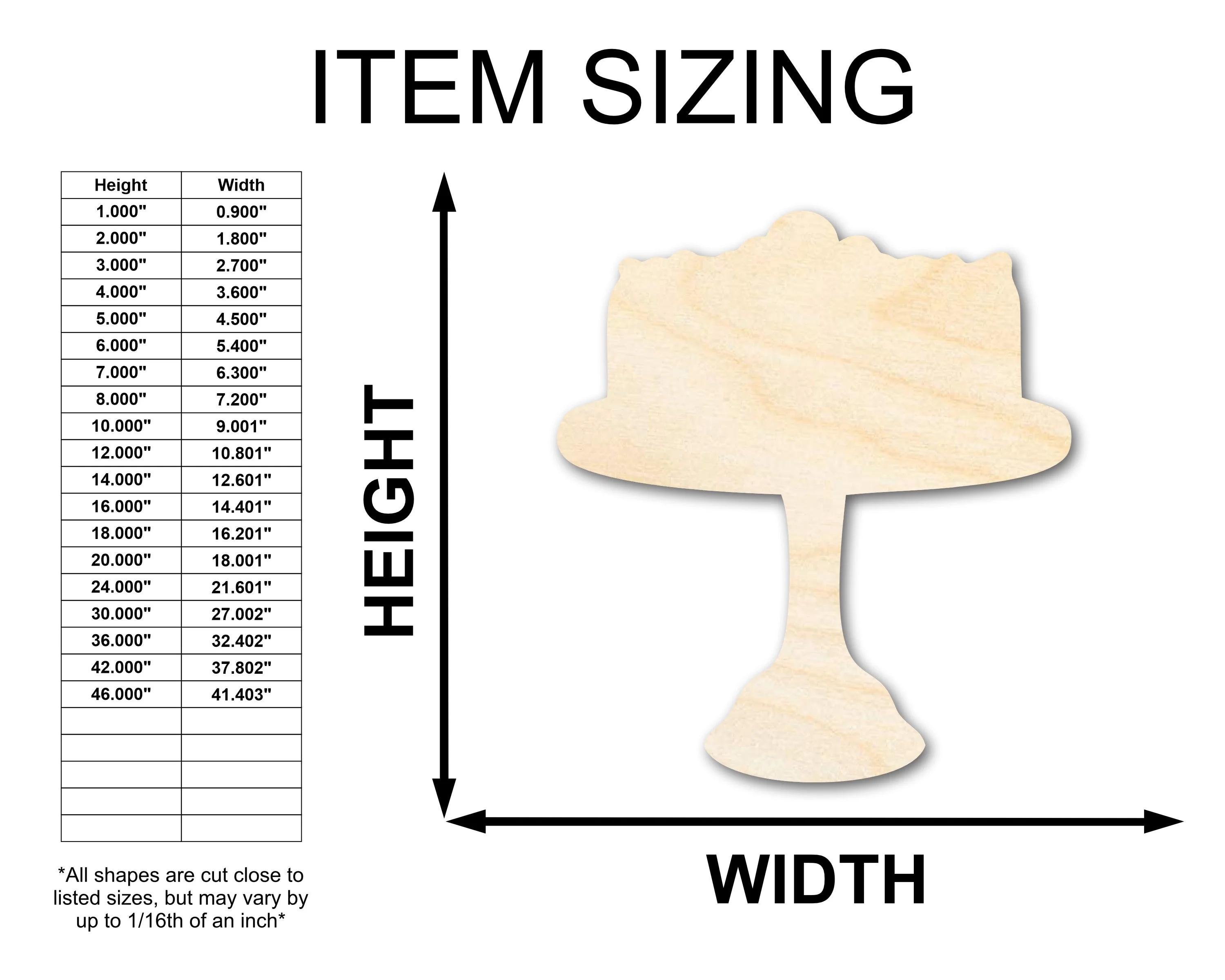 Unfinished Wood Dessert Cake Shape - Craft - up to 46" - Image 2