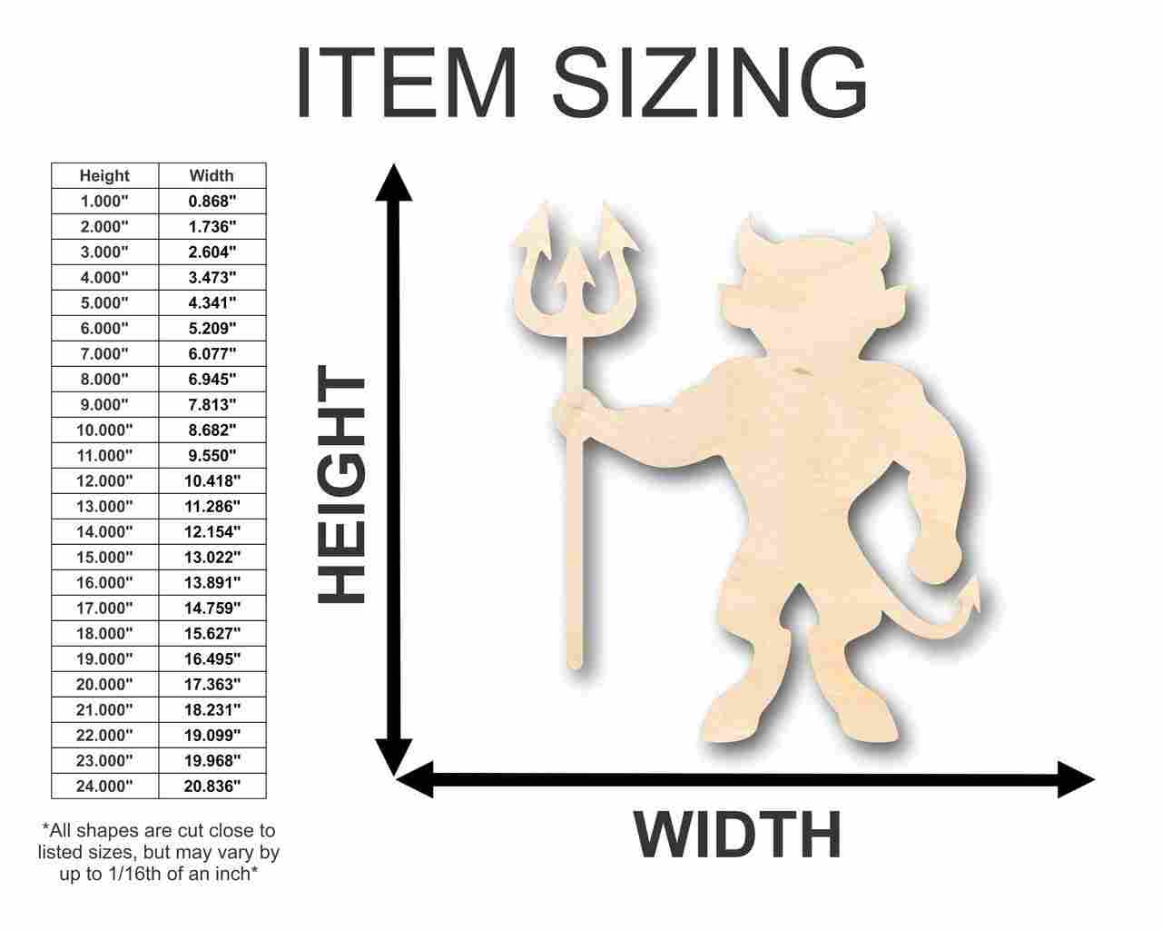 Unfinished Wood Devil Shape - Craft - up to 46" DIY - Image 2