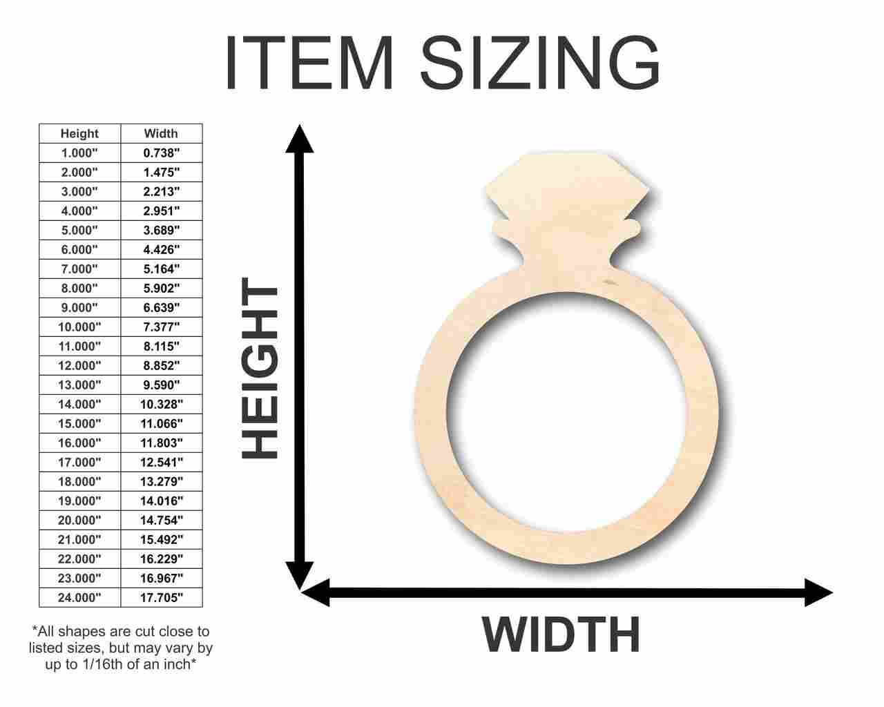 Unfinished Wood Diamond Ring Shape - Craft - up to 46" DIY - Image 2