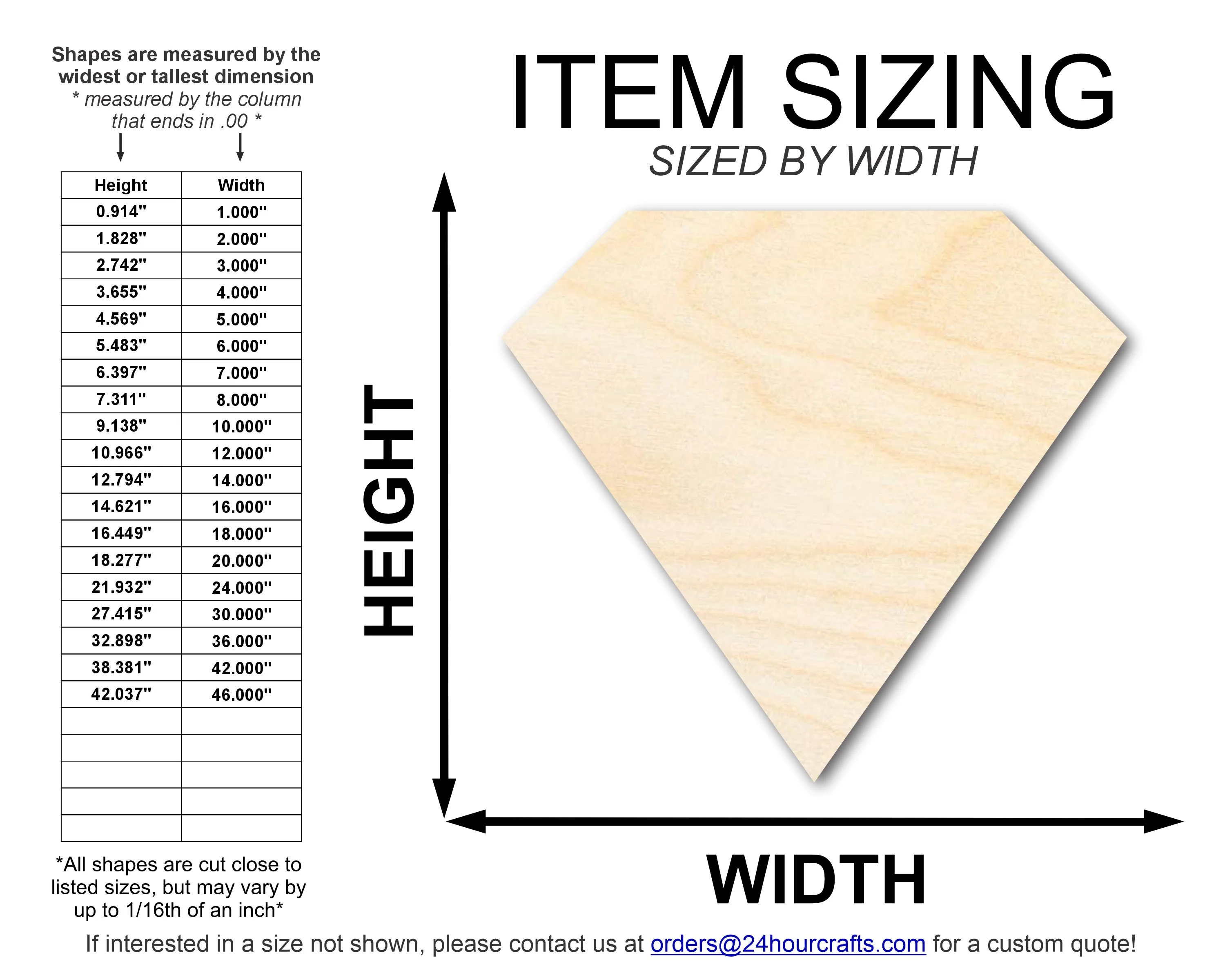 Unfinished Wood Diamond Shape | DIY Craft Cutout | Up to 36" - Image 2
