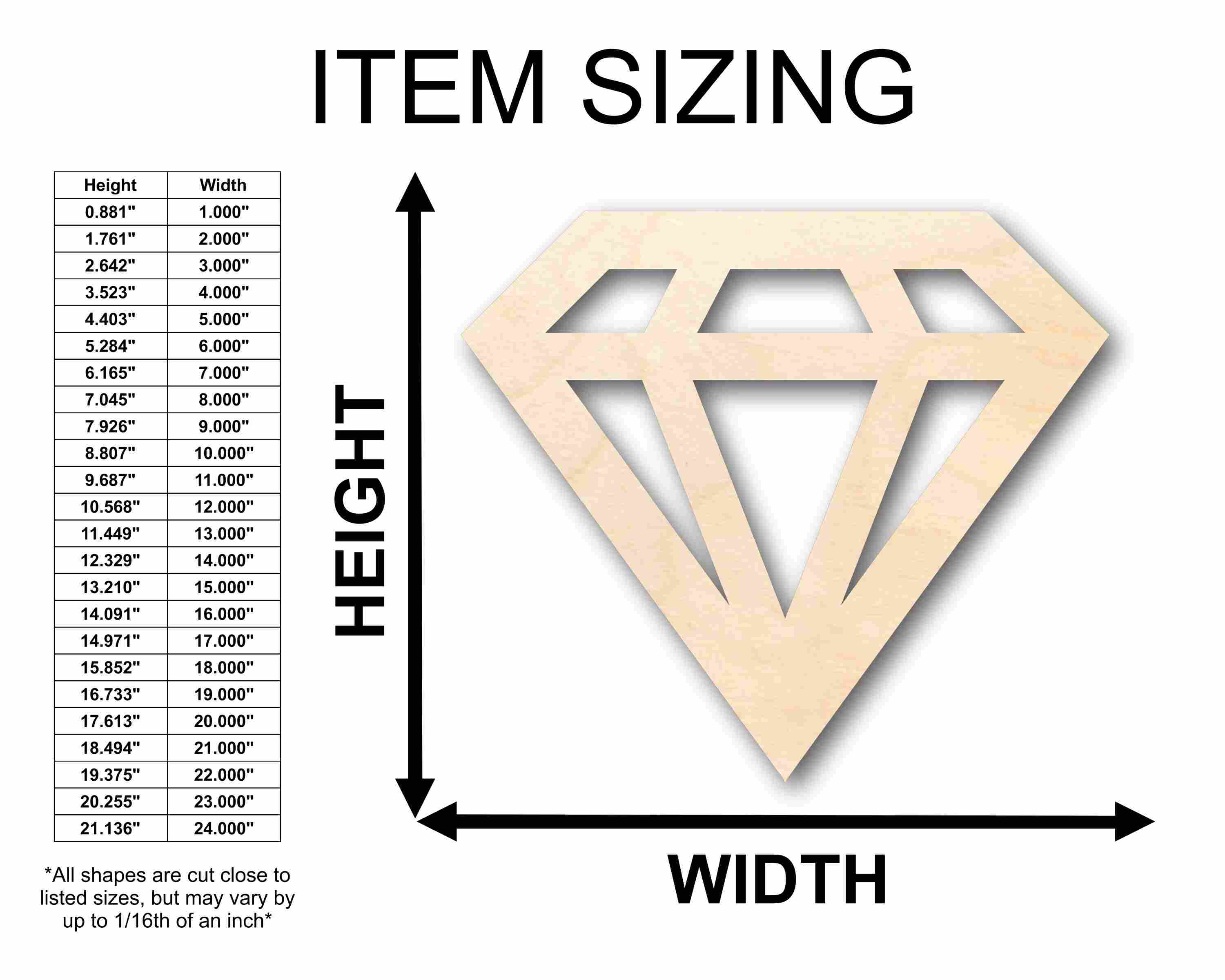 Unfinished Wood Diamond Silhouette - Craft- up to 46" DIY - Image 2