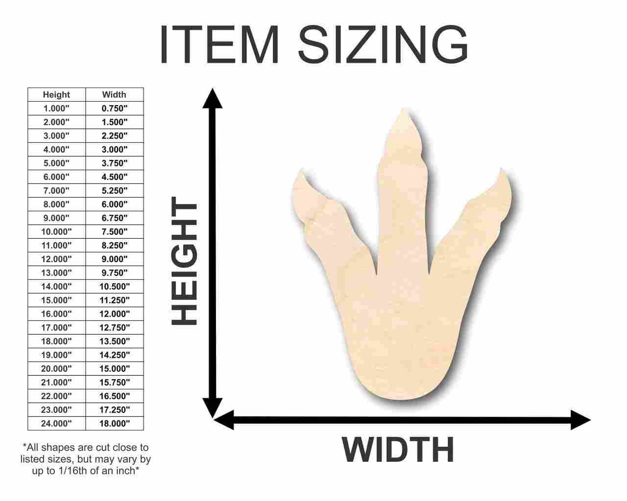 Unfinished Wood Dinosaur Foot Shape - Craft - up to 46" DIY - Image 2