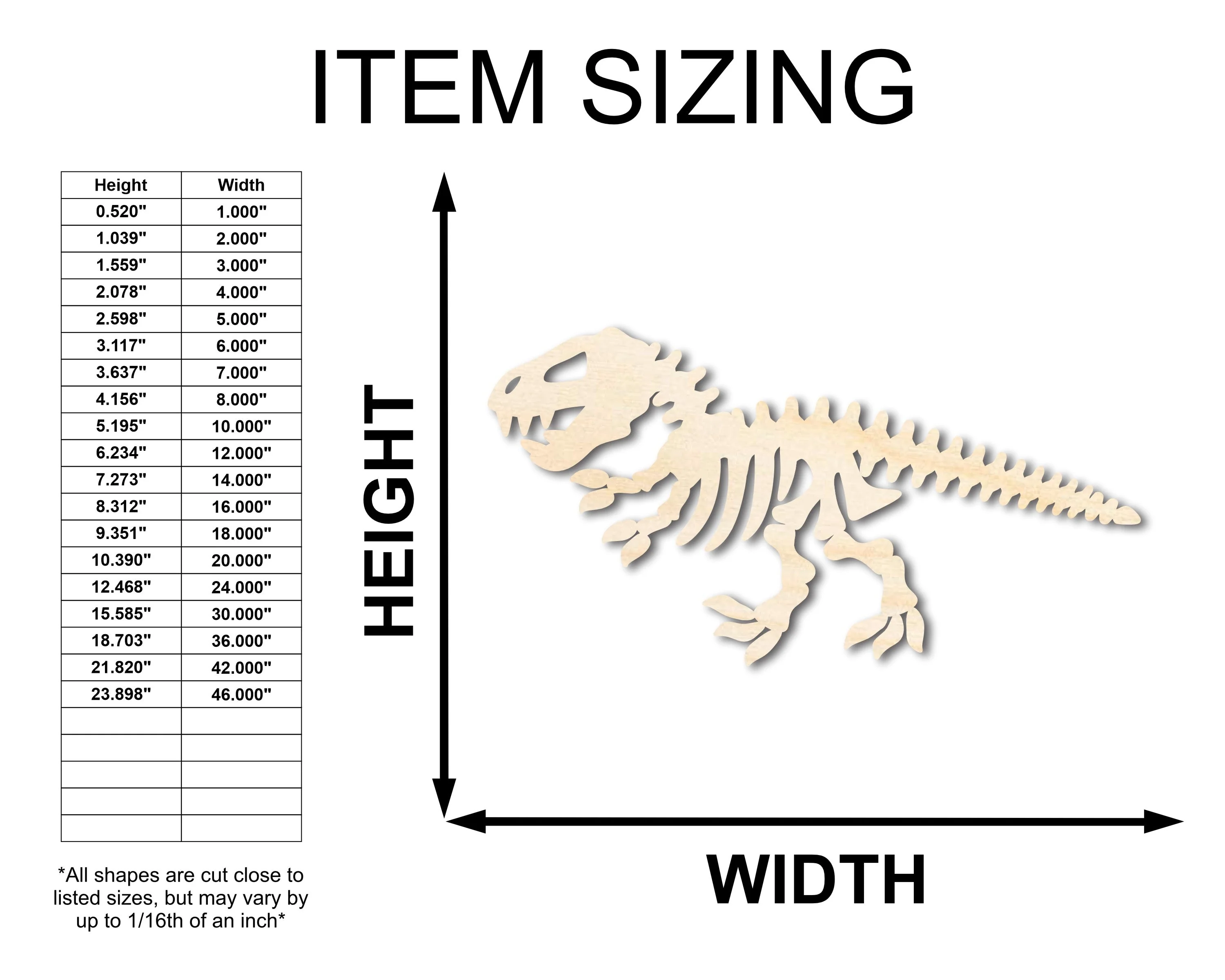 Unfinished Wood Dinosaur Skeleton Shape - Craft - up to 46" DIY - Image 2
