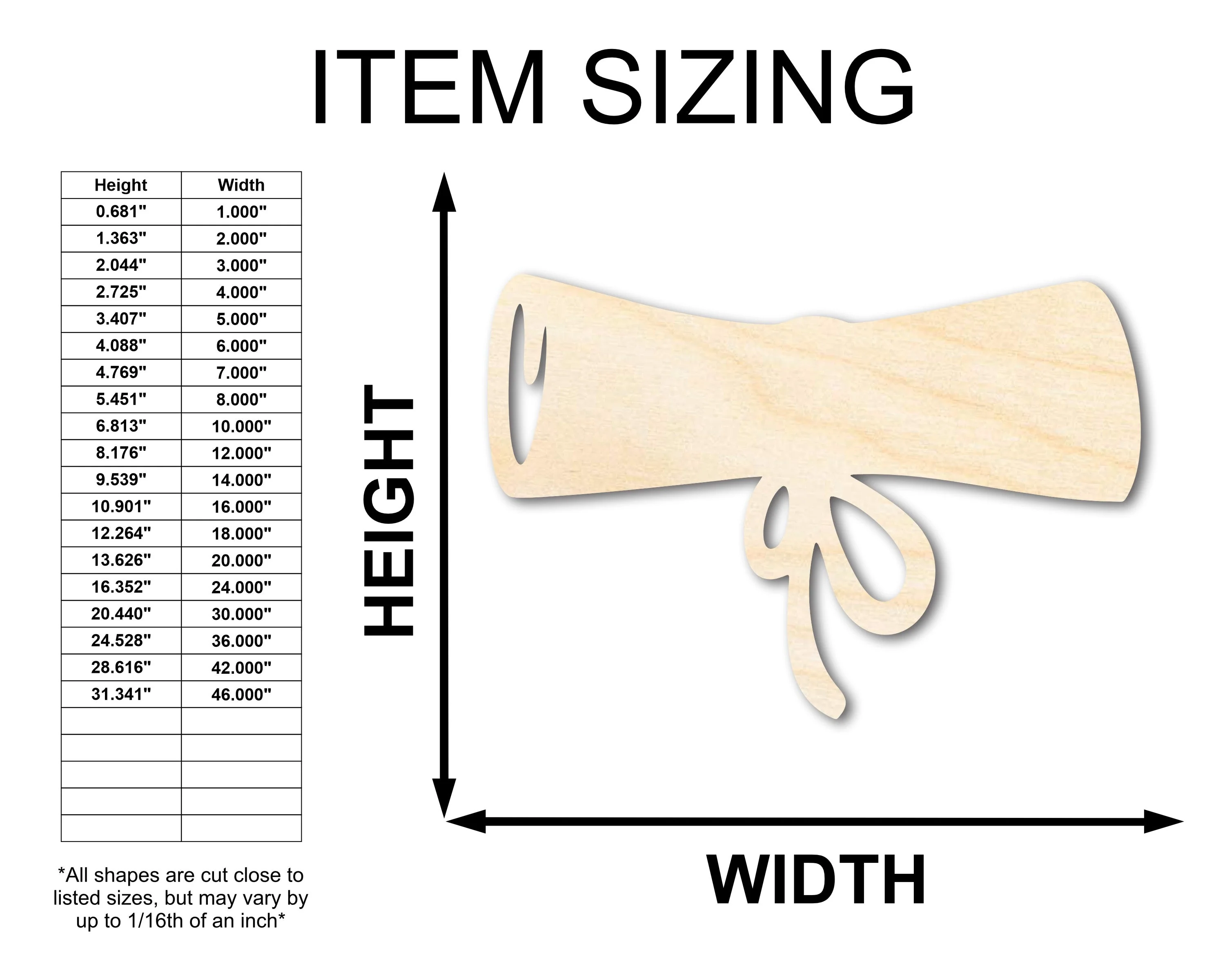 Unfinished Wood Diploma Shape - Graduation Craft - up to 46" DIY - Image 2