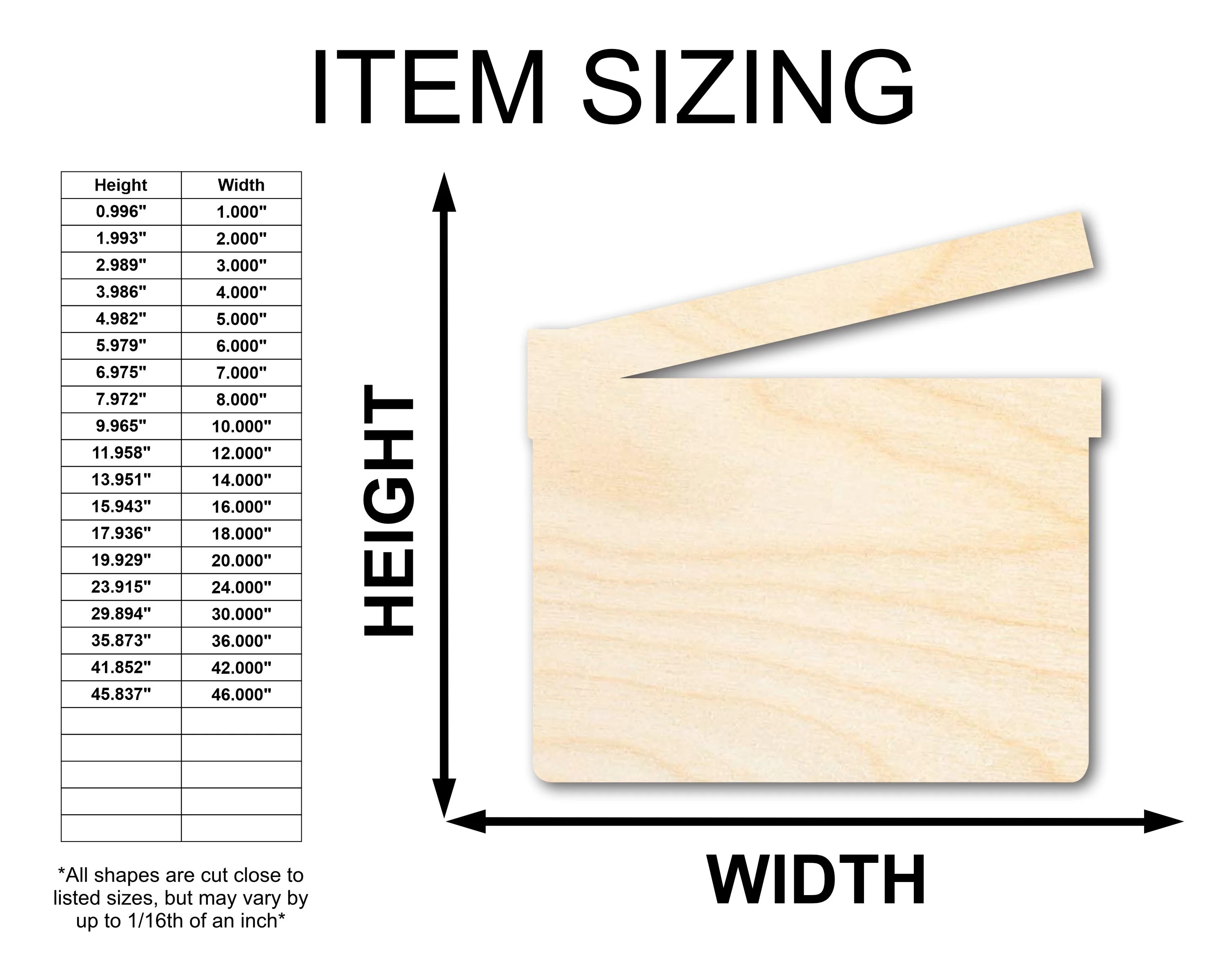 Unfinished Wood Directors Clapboard Silhouette - Film Craft - up to 46" DIY - Image 2