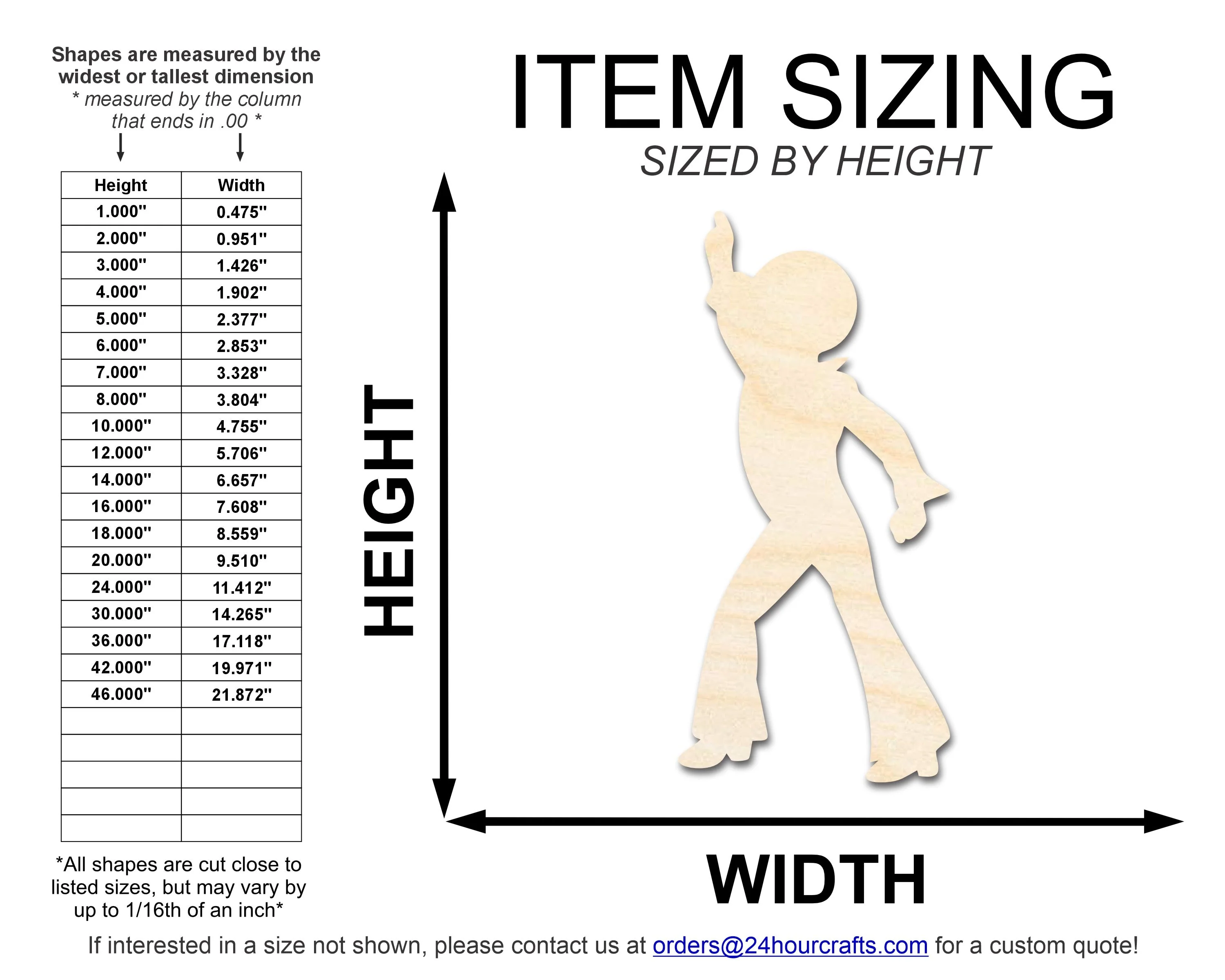 Unfinished Wood Disco Man Shape | DIY Craft Cutout | up to 46" DIY - Image 2