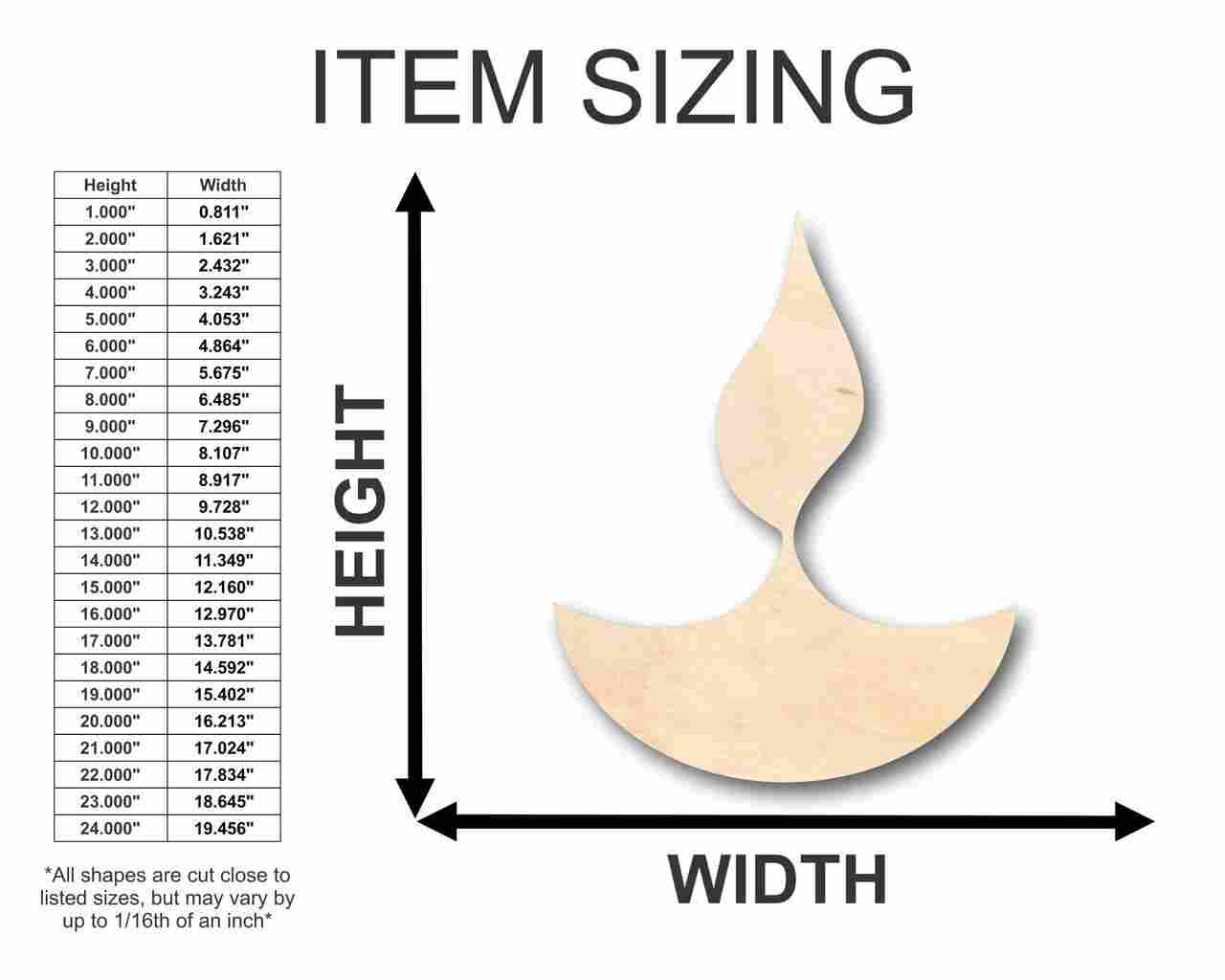 Unfinished Wood Diwali Shape - Craft - up to 46" DIY - Image 2