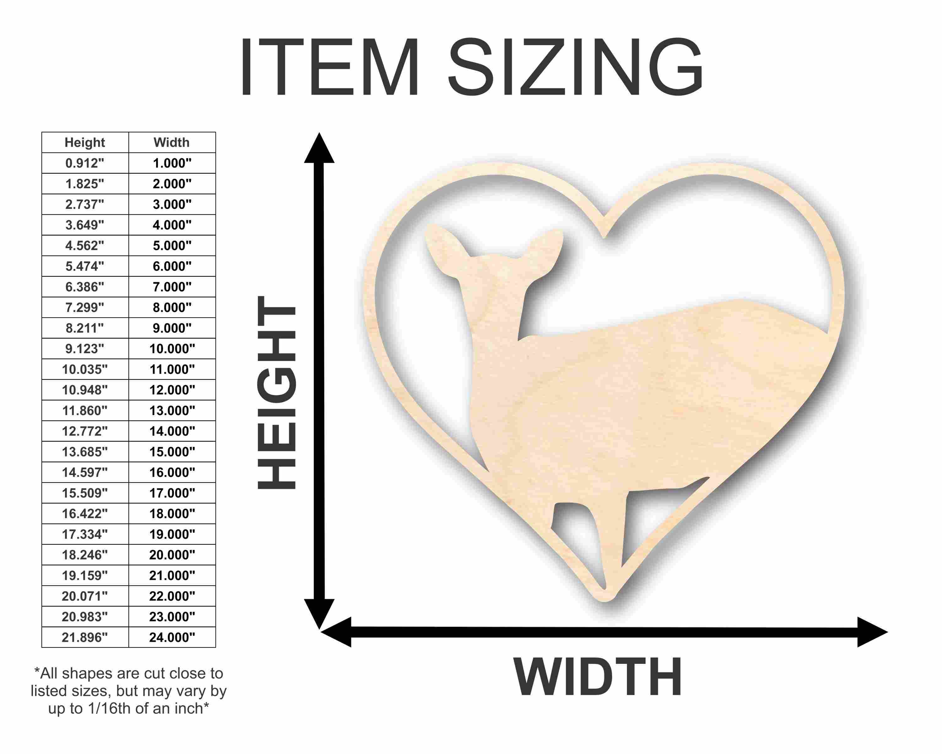 Unfinished Wood Doe Heart Silhouette - Craft- up to 46" DIY - Image 2