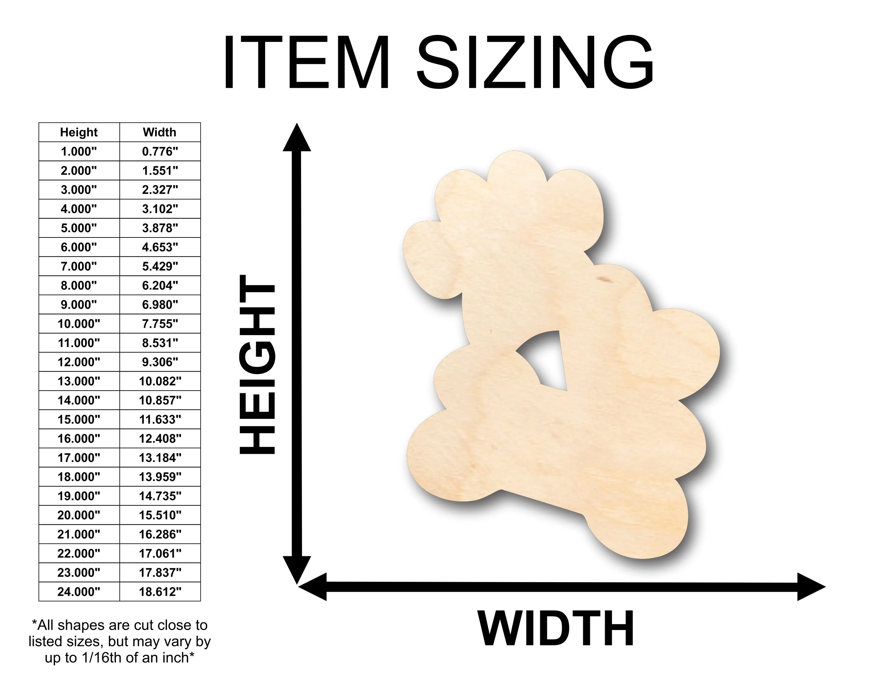 Unfinished Wood Dog Paw Heart Bone Shape - Craft - up to 46" DIY - Image 2