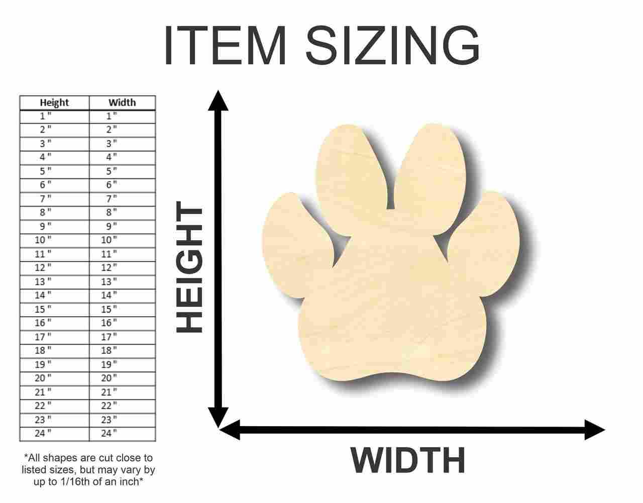 Unfinished Wood Dog Paw Shape - Animal - Pet - Craft - up to 46" DIY - Image 2