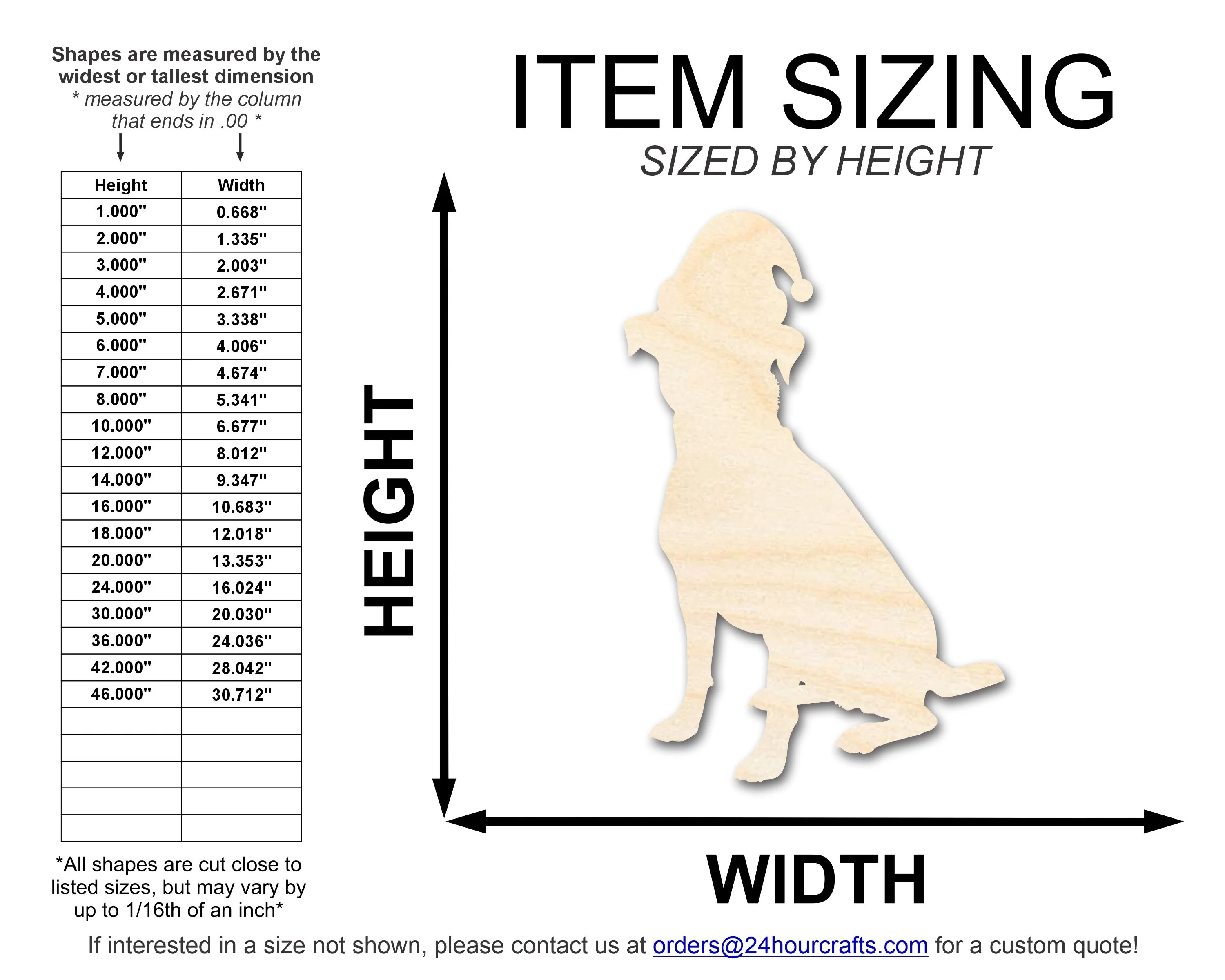 Unfinished Wood Dog With Santa Hat Shape | DIY Craft Cutout | up to 46" DIY - Image 2