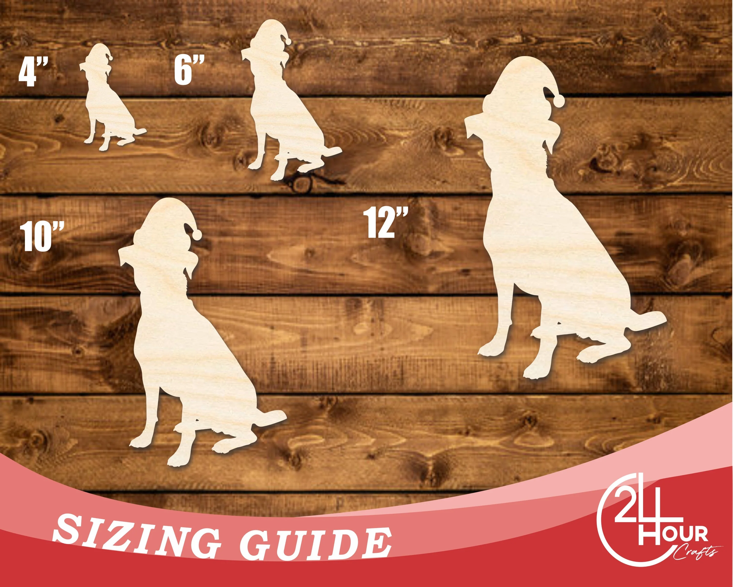 Unfinished Wood Dog With Santa Hat Shape | DIY Craft Cutout | up to 46" DIY - Image 3
