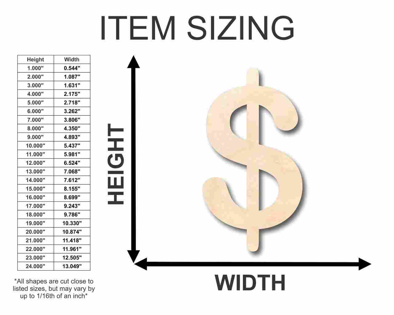 Unfinished Wood Dollar Sign Shape - Craft - up to 46" DIY - Image 2