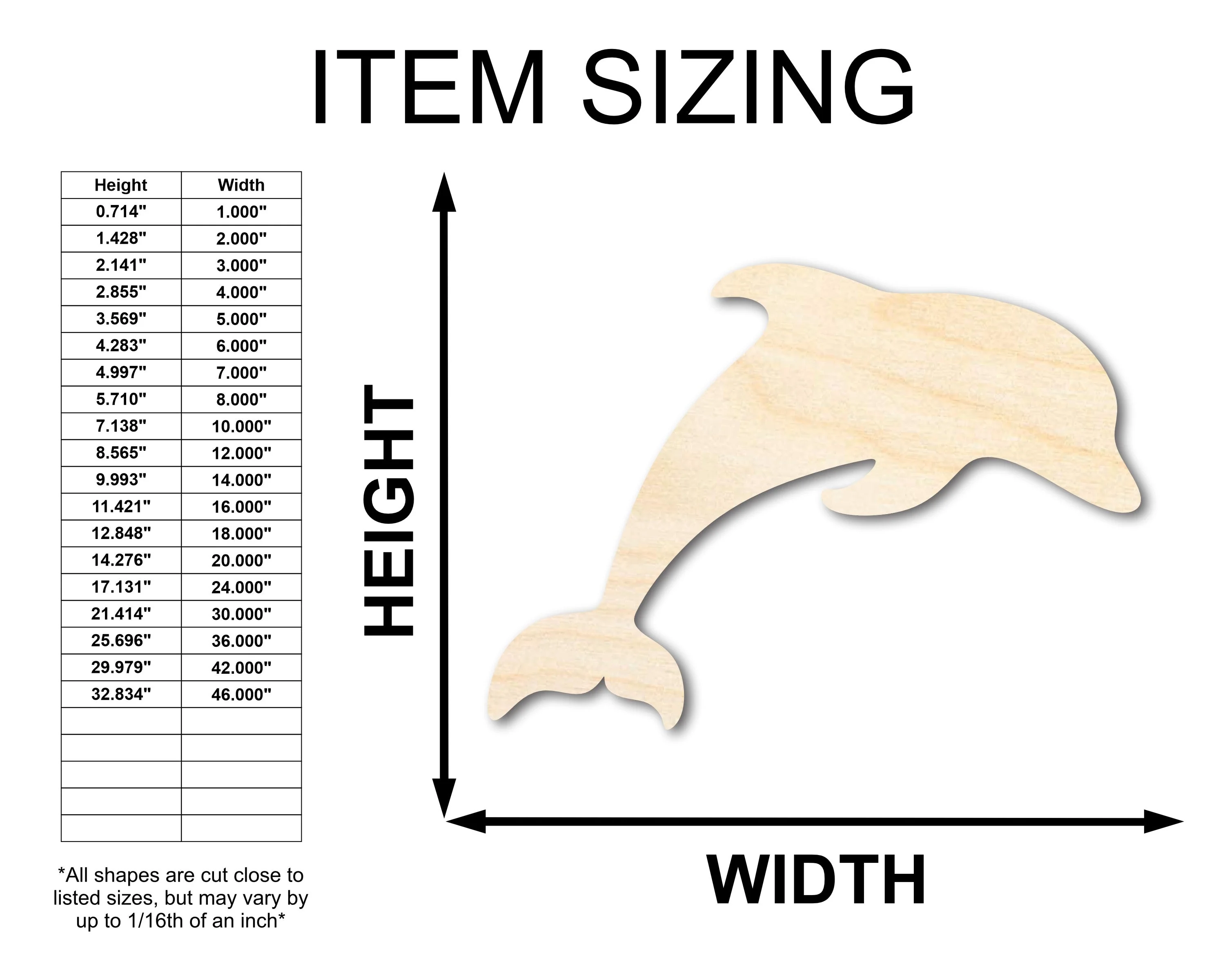 Unfinished Wood Dolphin Shape - Craft - up to 46" - Image 2