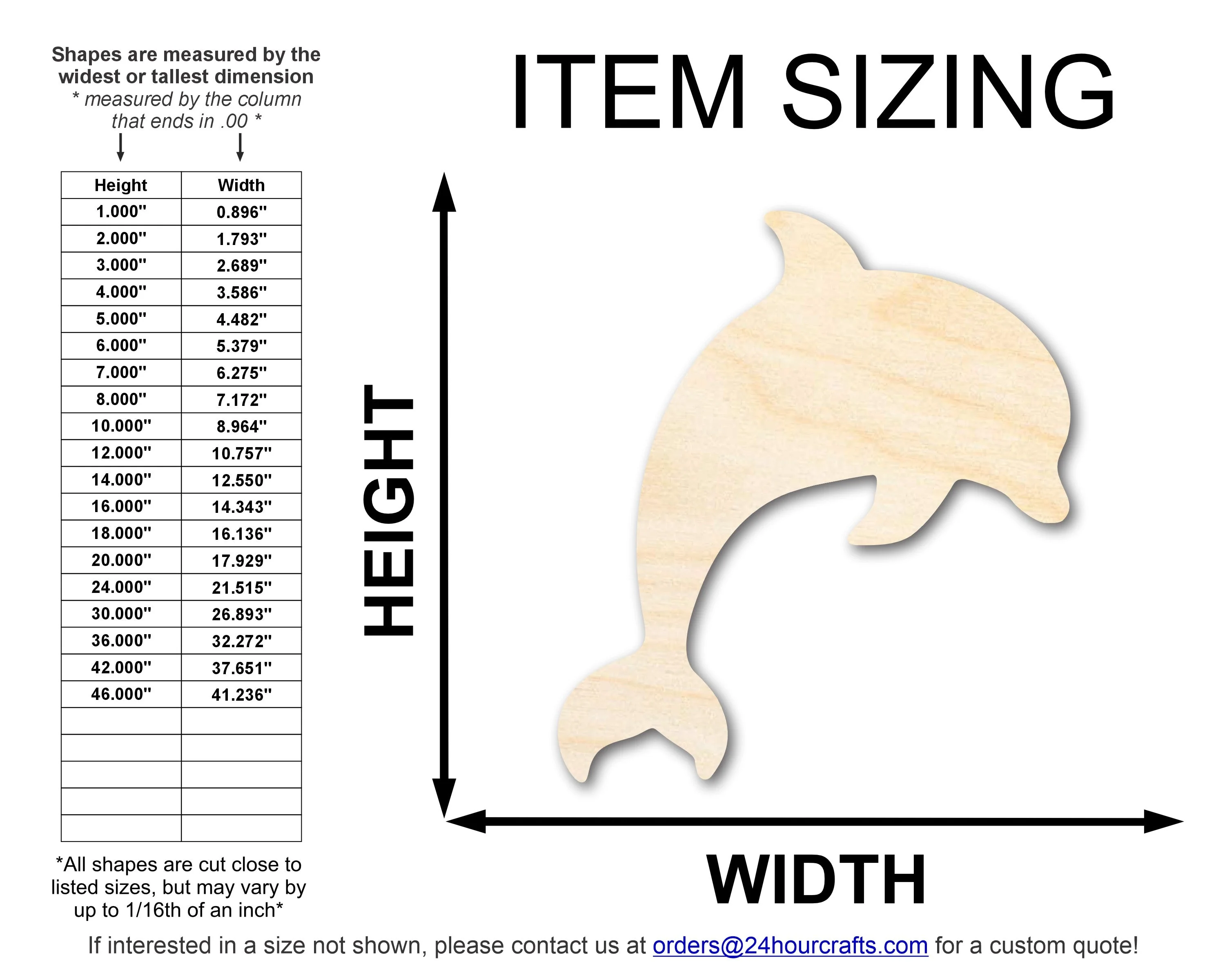Unfinished Wood Dolphin Shape | JGrondz | DIY Craft Cutout | up to 46" DIY - Image 2