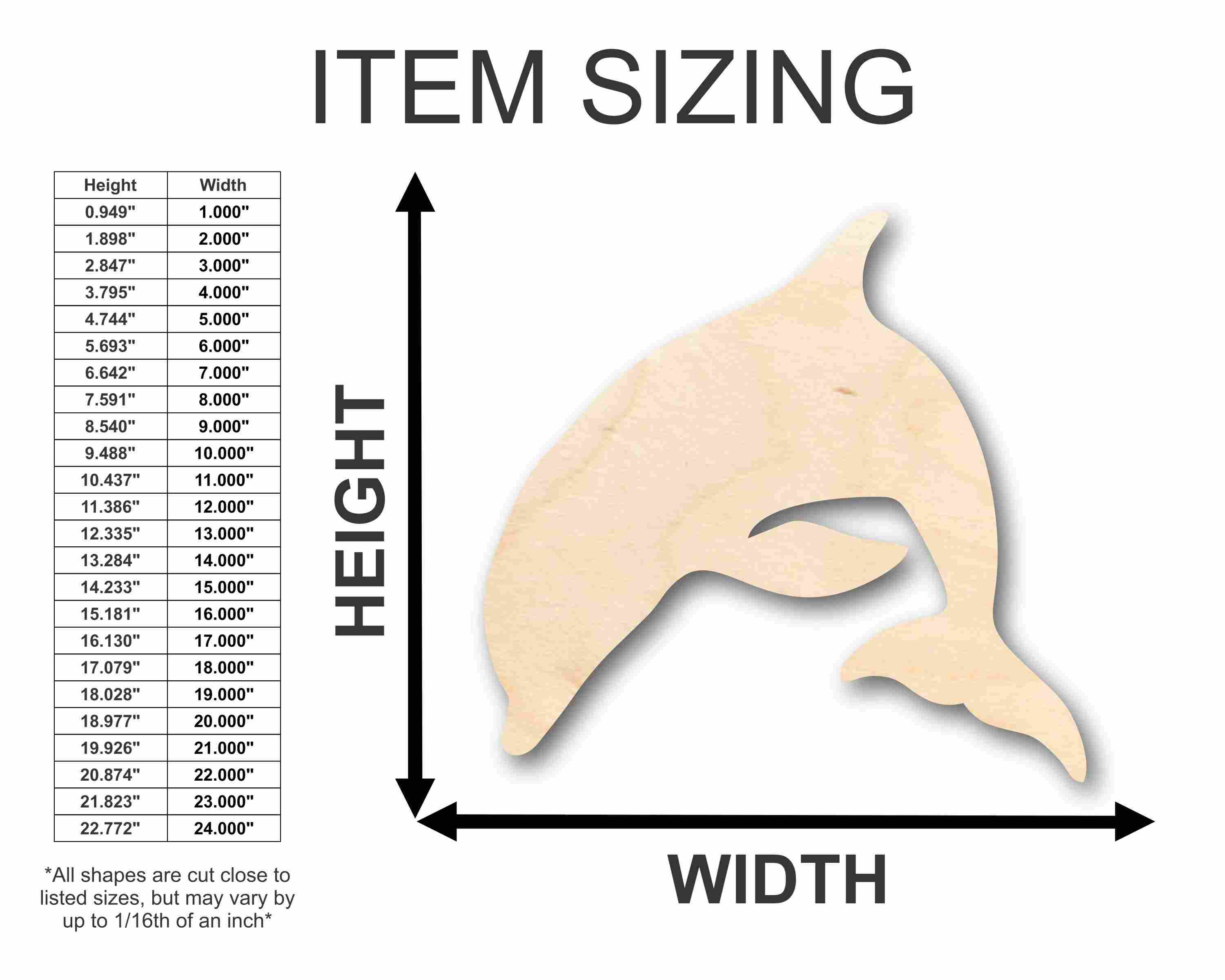 Unfinished Wood Dolphin Silhouette - Craft- up to 46" DIY - Image 2
