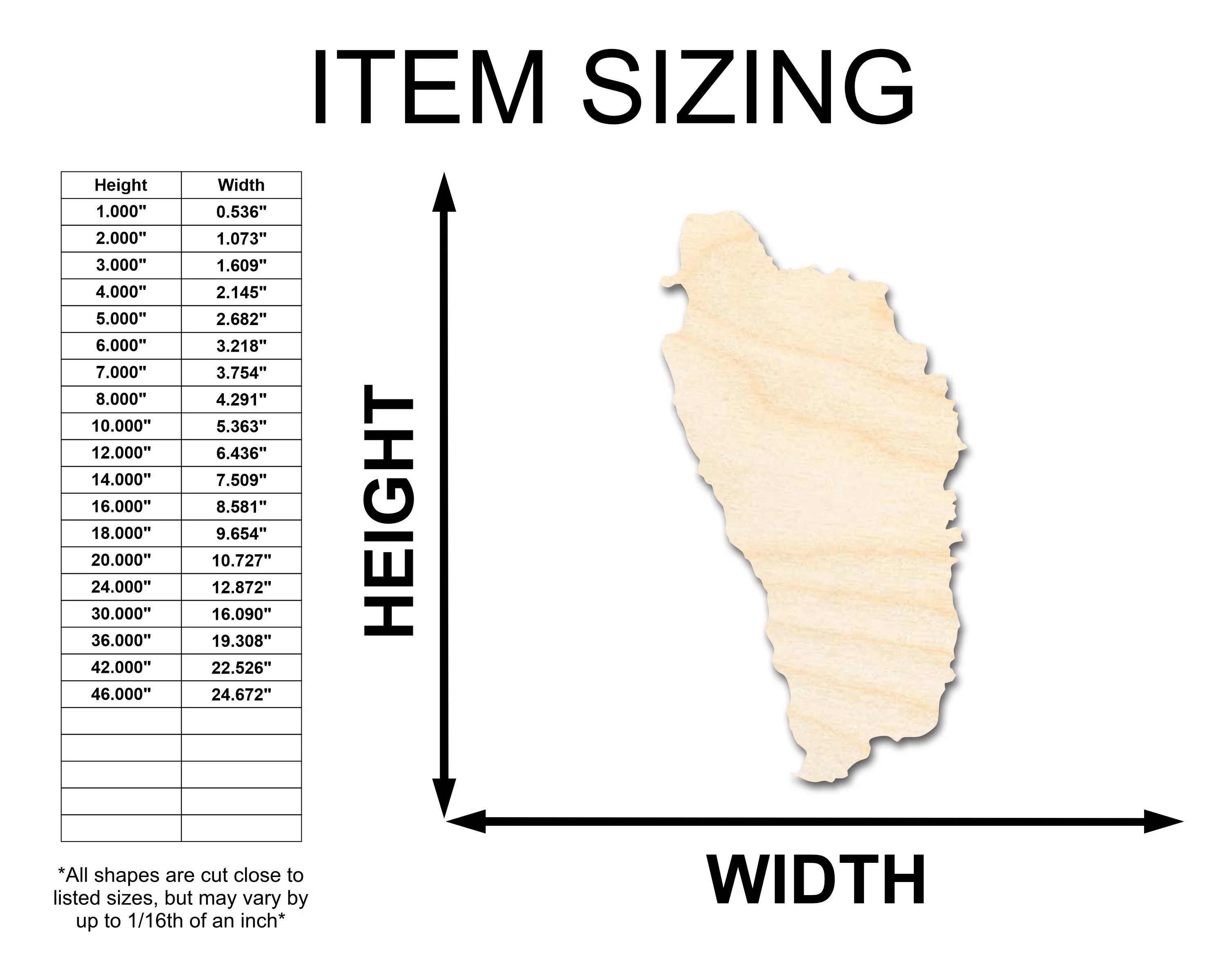 Unfinished Wood Dominica Country Shape - Caribbean Craft - up to 46" DIY - Image 2