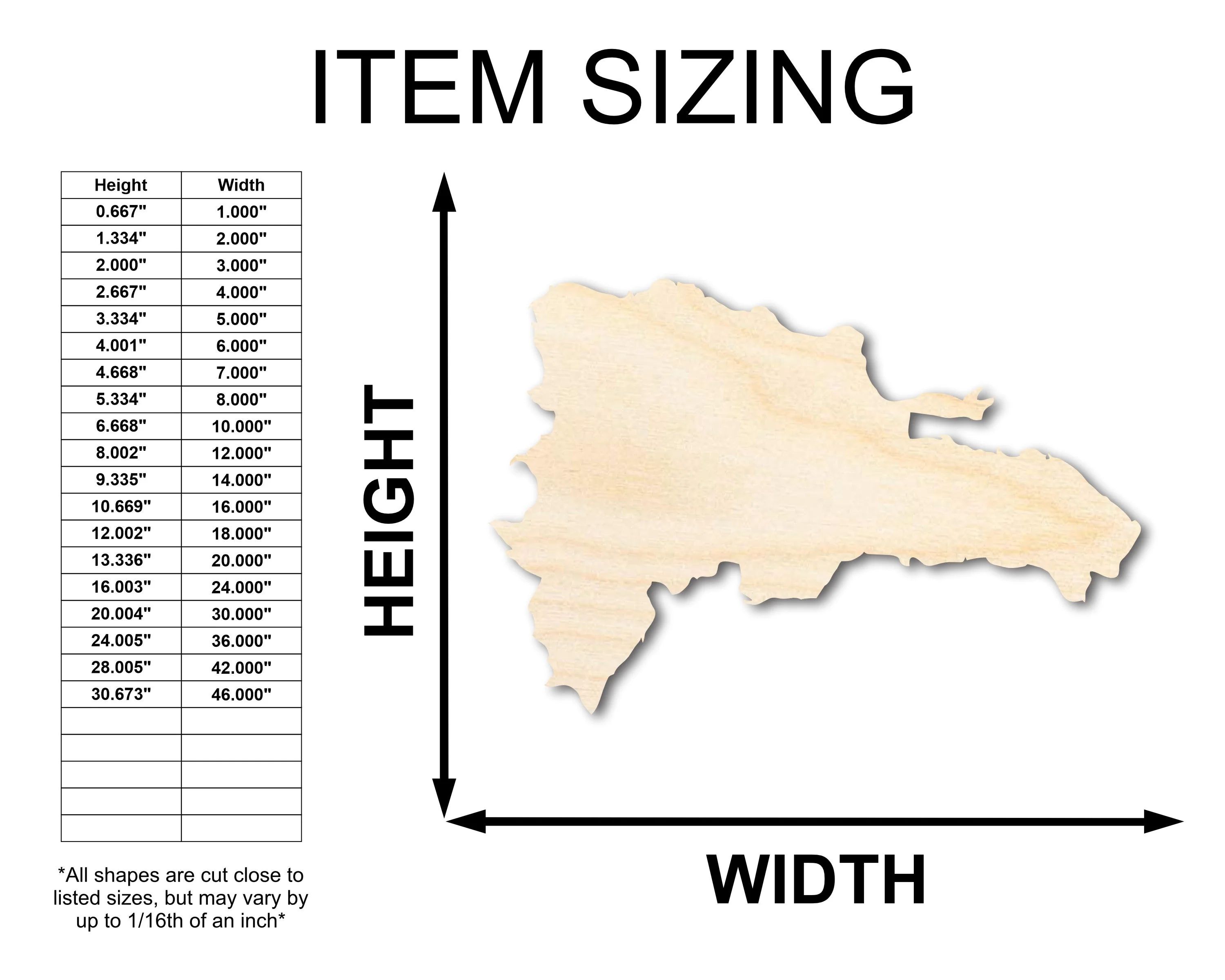 Unfinished Wood Dominican Republic Country Shape - Caribbean Craft - up to 46" DIY - Image 2