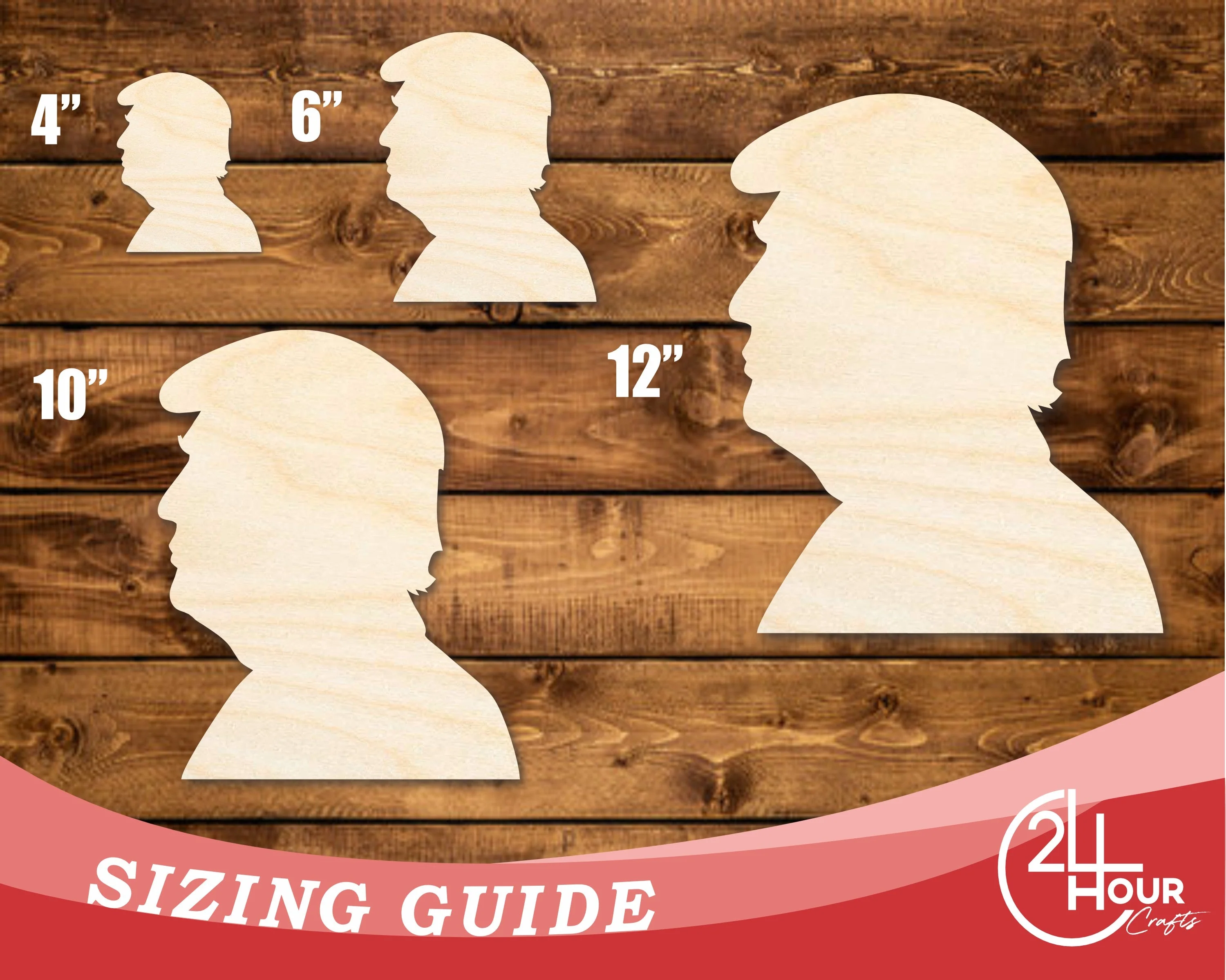 Unfinished Wood Donald J. Trump Shape | DIY Craft Cutout | up to 46" DIY - Image 3