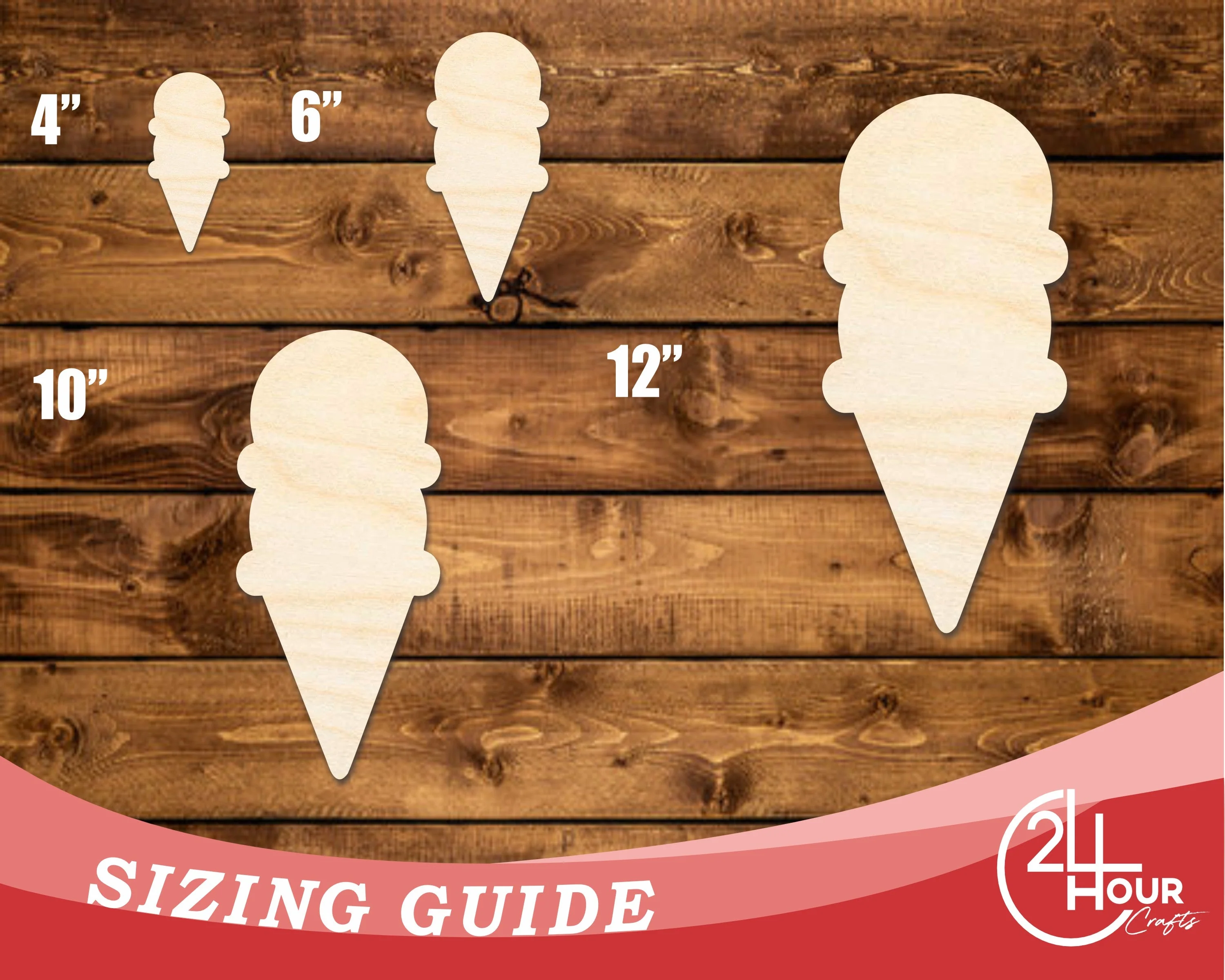 Unfinished Wood Double Scoop Ice Cream Shape | DIY Craft Cutout | up to 46" DIY - Image 3