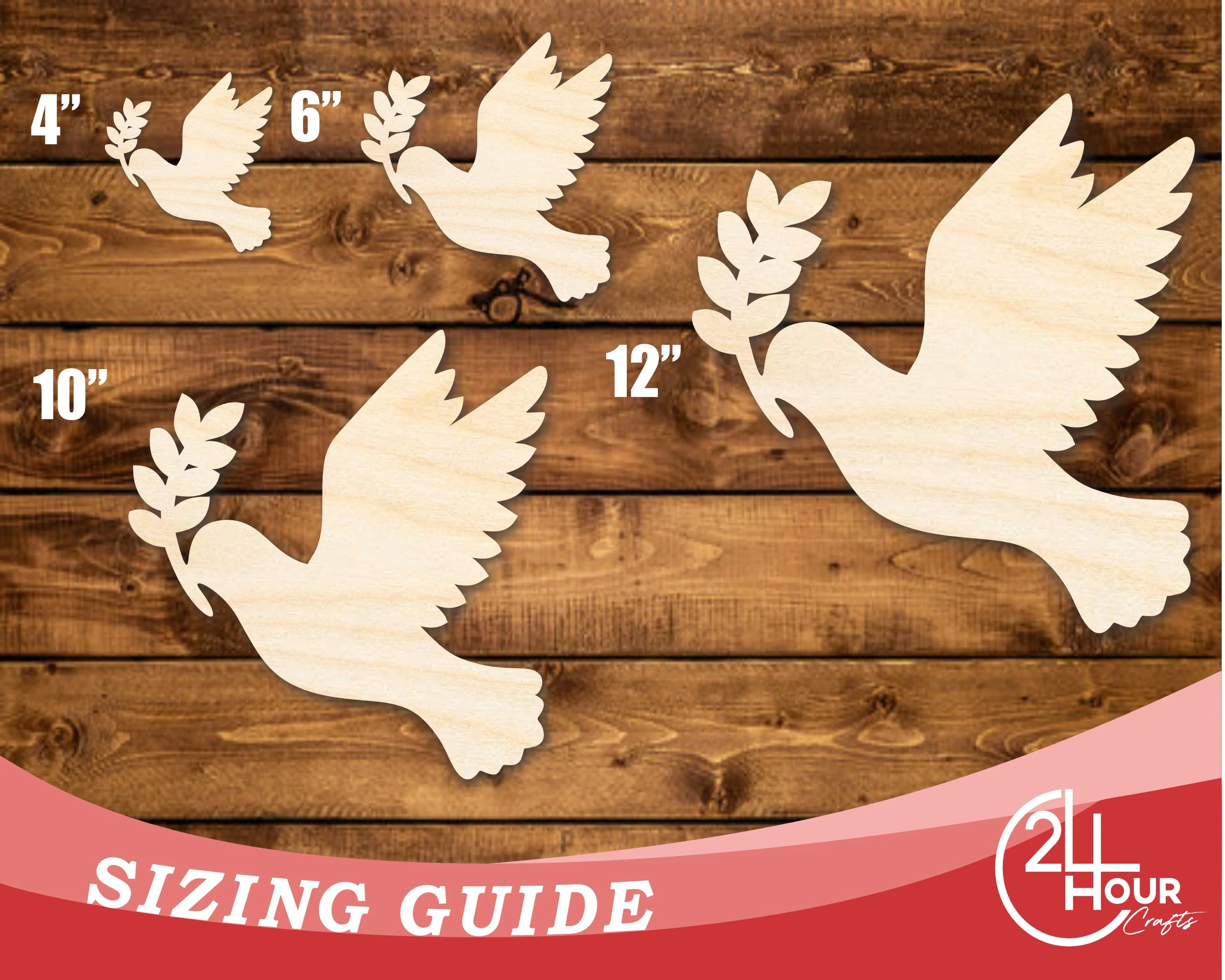 Unfinished Wood Dove and Olive Branch Shape | DIY Craft Cutout | up to 46" DIY - Image 3