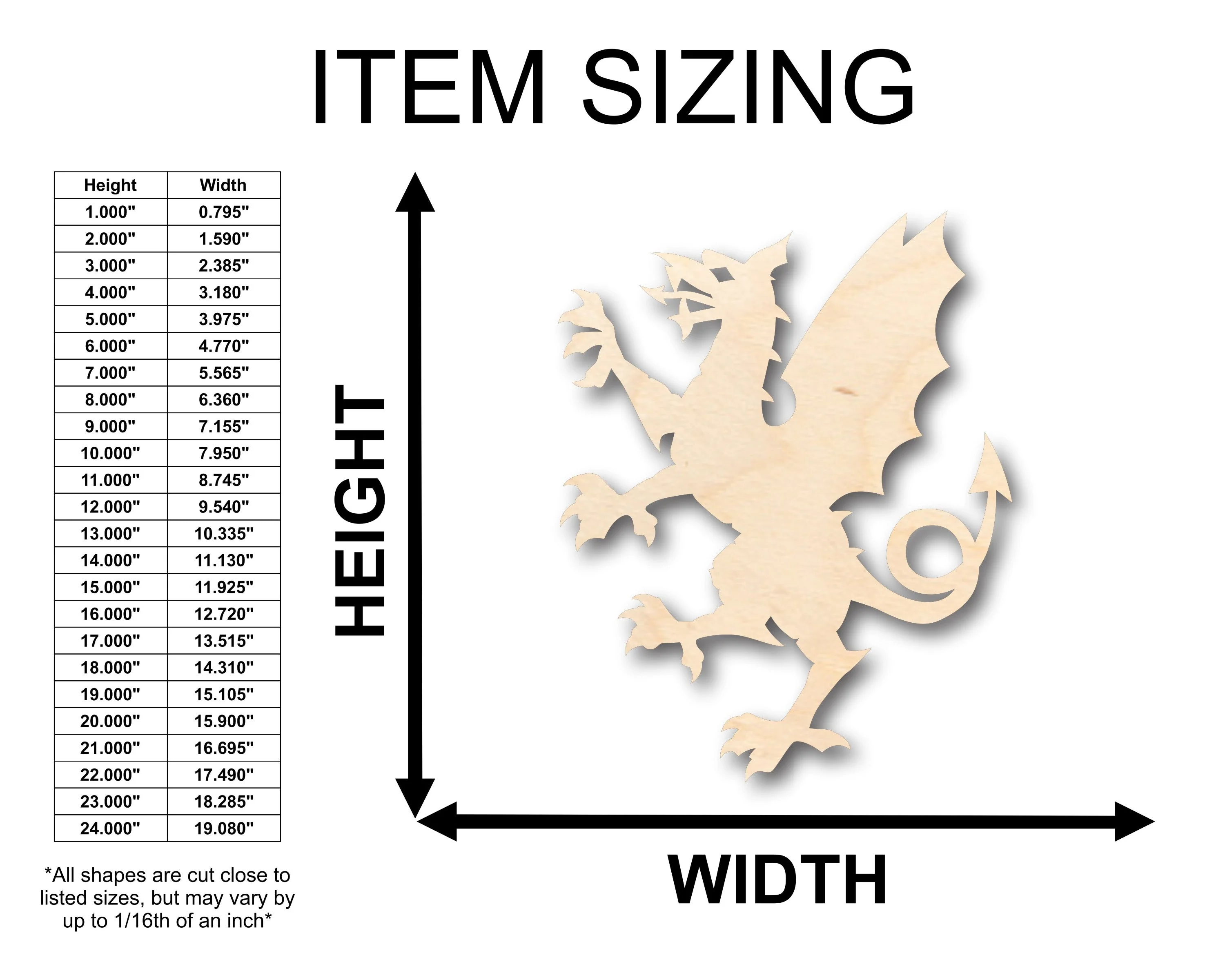 Unfinished Wood Dragon Shape - Craft - up to 46" DIY - Image 2