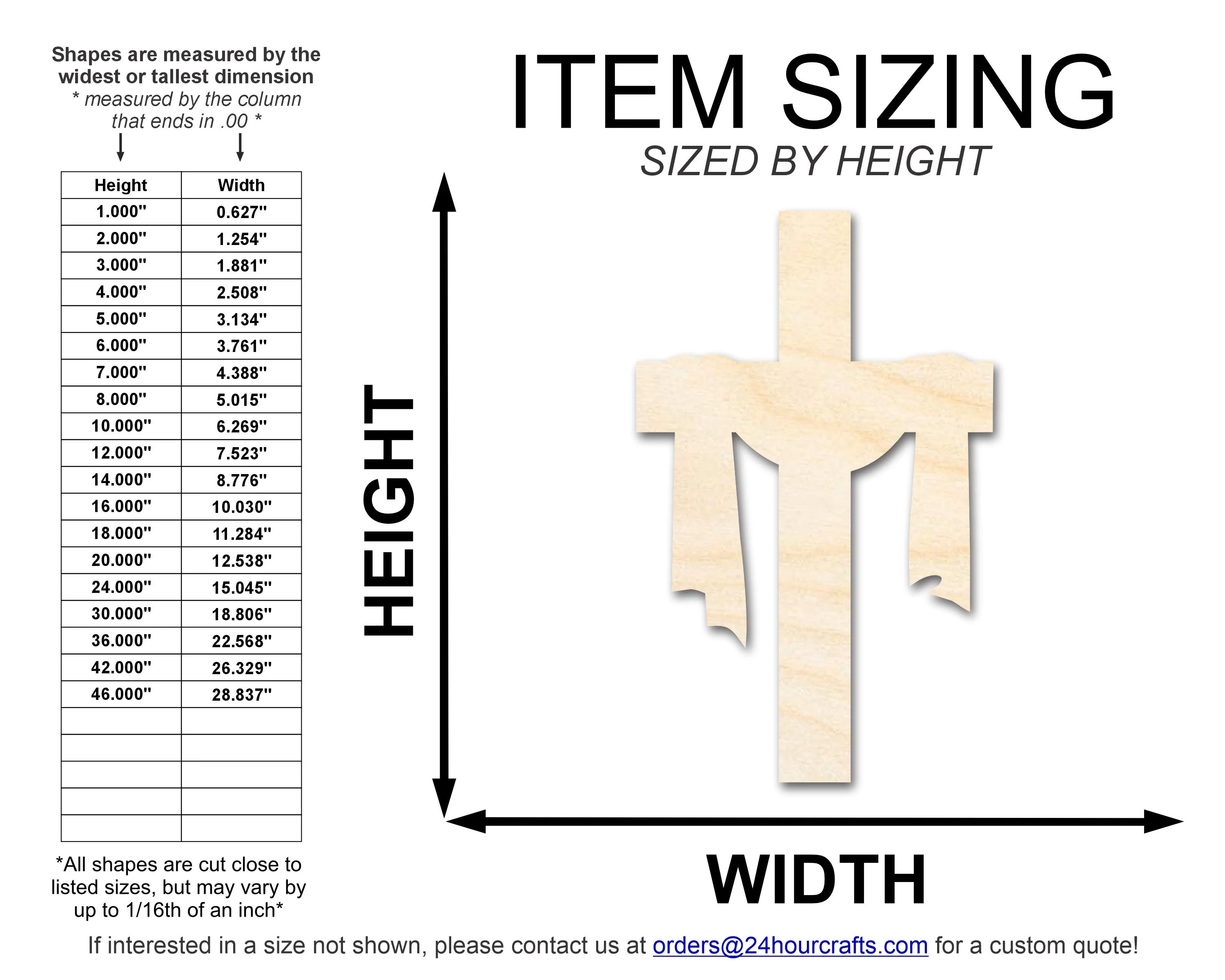 Unfinished Wood Draped Cross Shape | DIY Craft Cutout | up to 46" DIY - Image 2