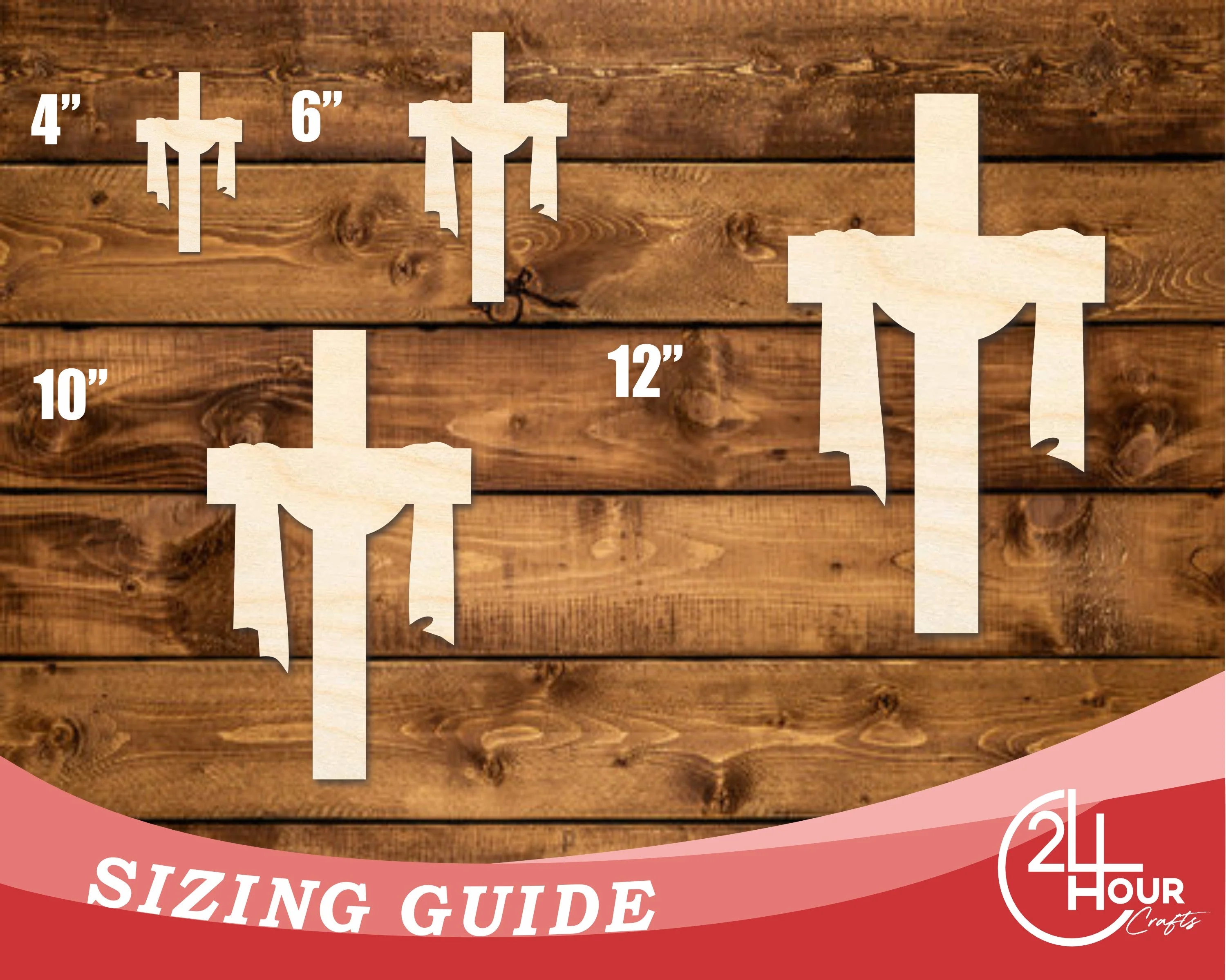 Unfinished Wood Draped Cross Shape | DIY Craft Cutout | up to 46" DIY - Image 3