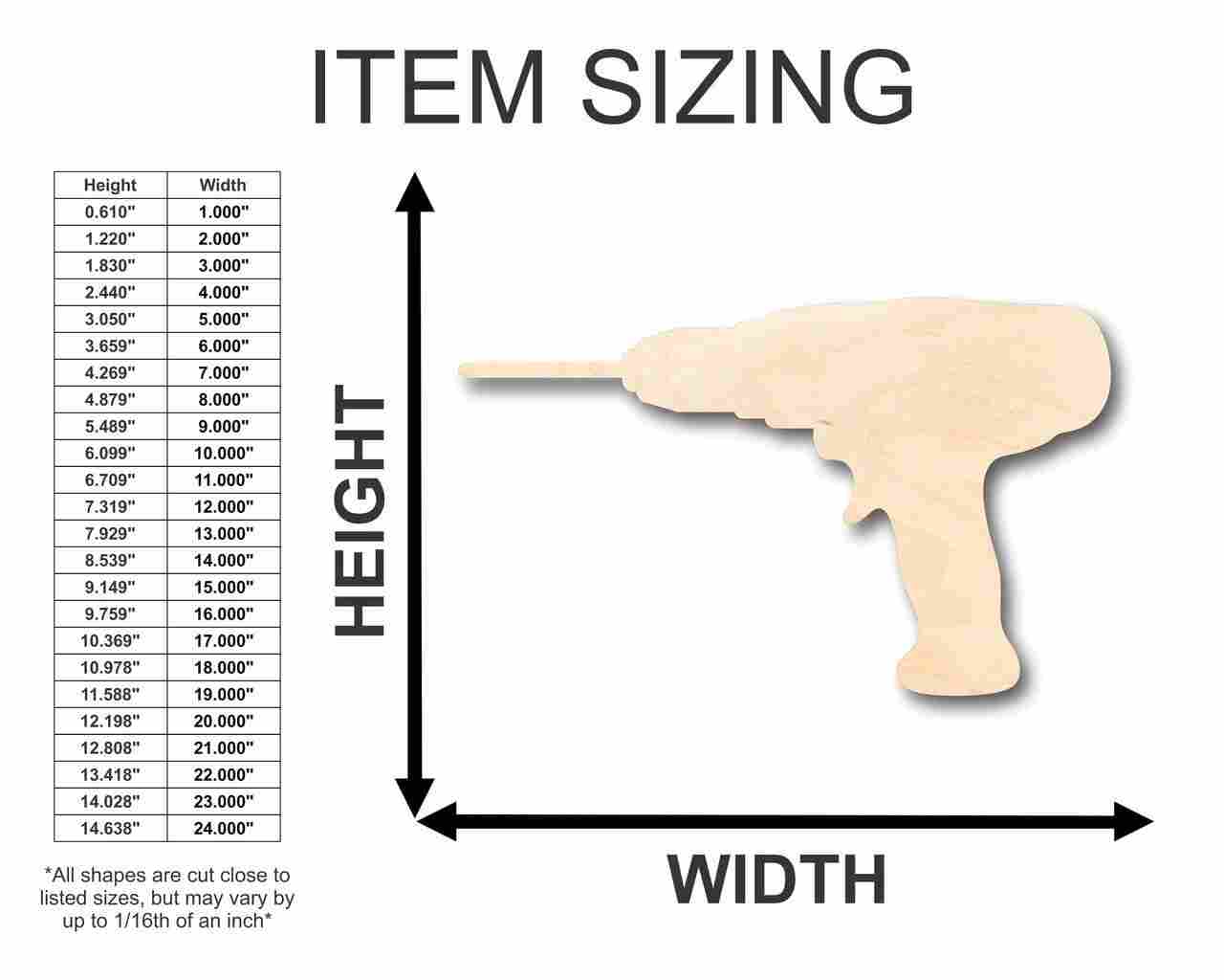 Unfinished Wood Drill Shape - Tool - Craft - up to 46" DIY - Image 2