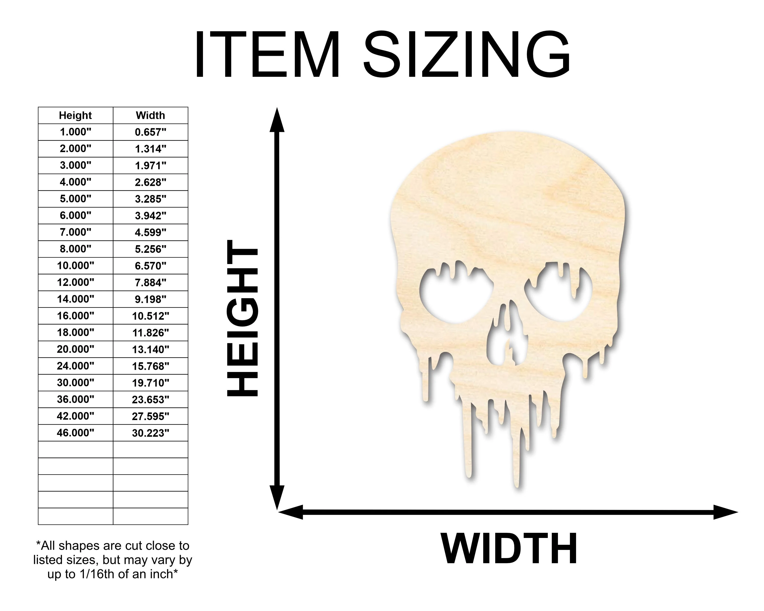 Unfinished Wood Dripping Skull Shape | Halloween Craft Cutout | up to 46" DIY - Image 2