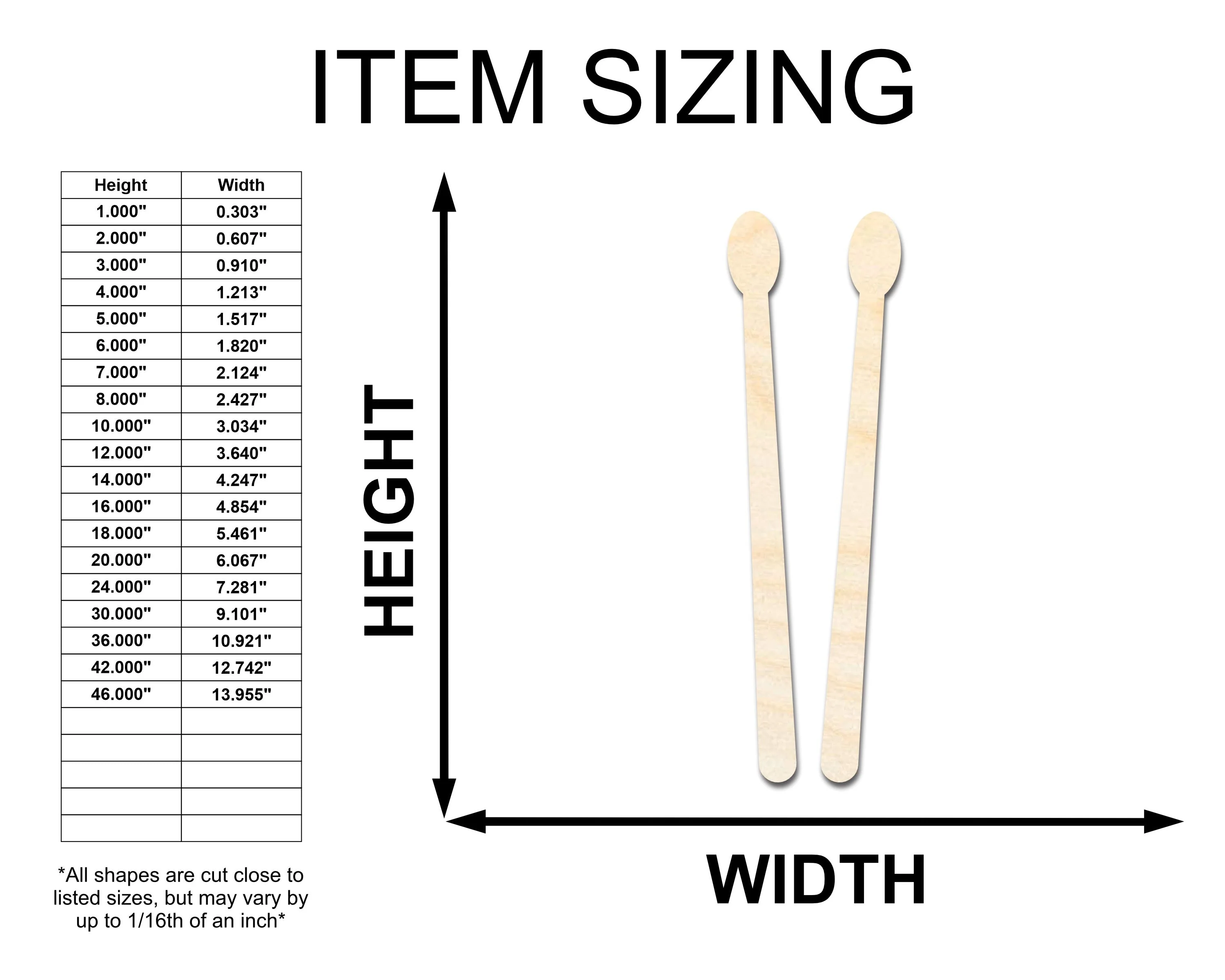 Unfinished Wood Drum Sticks Shape - Craft - up to 46" - Image 2