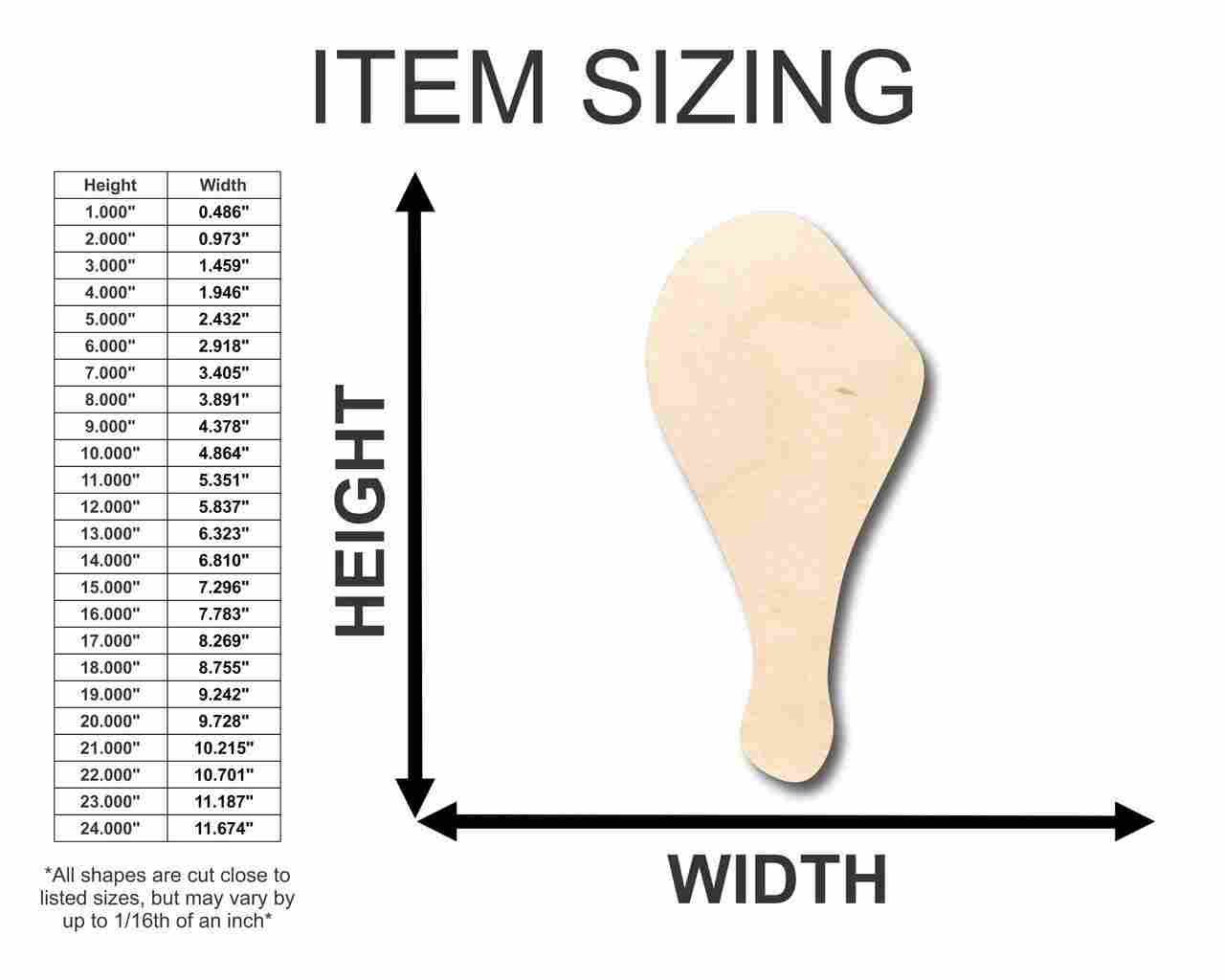 Unfinished Wood Drumstick Shape - Kitchen - Food - Craft - up to 46" DIY - Image 2