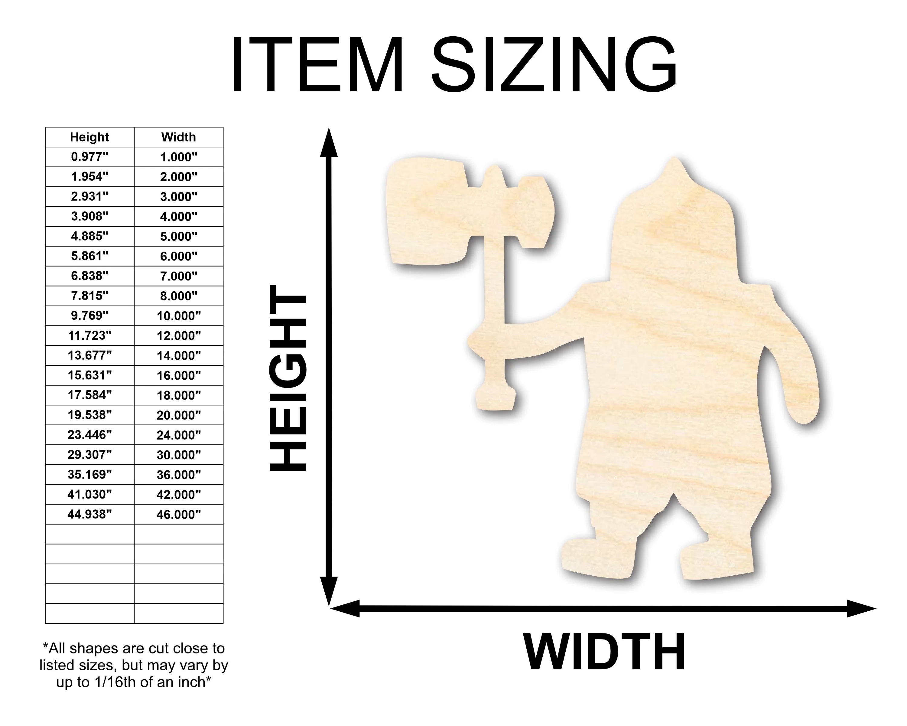 Unfinished Wood Dwarf Shape - Craft - up to 46" - Image 2
