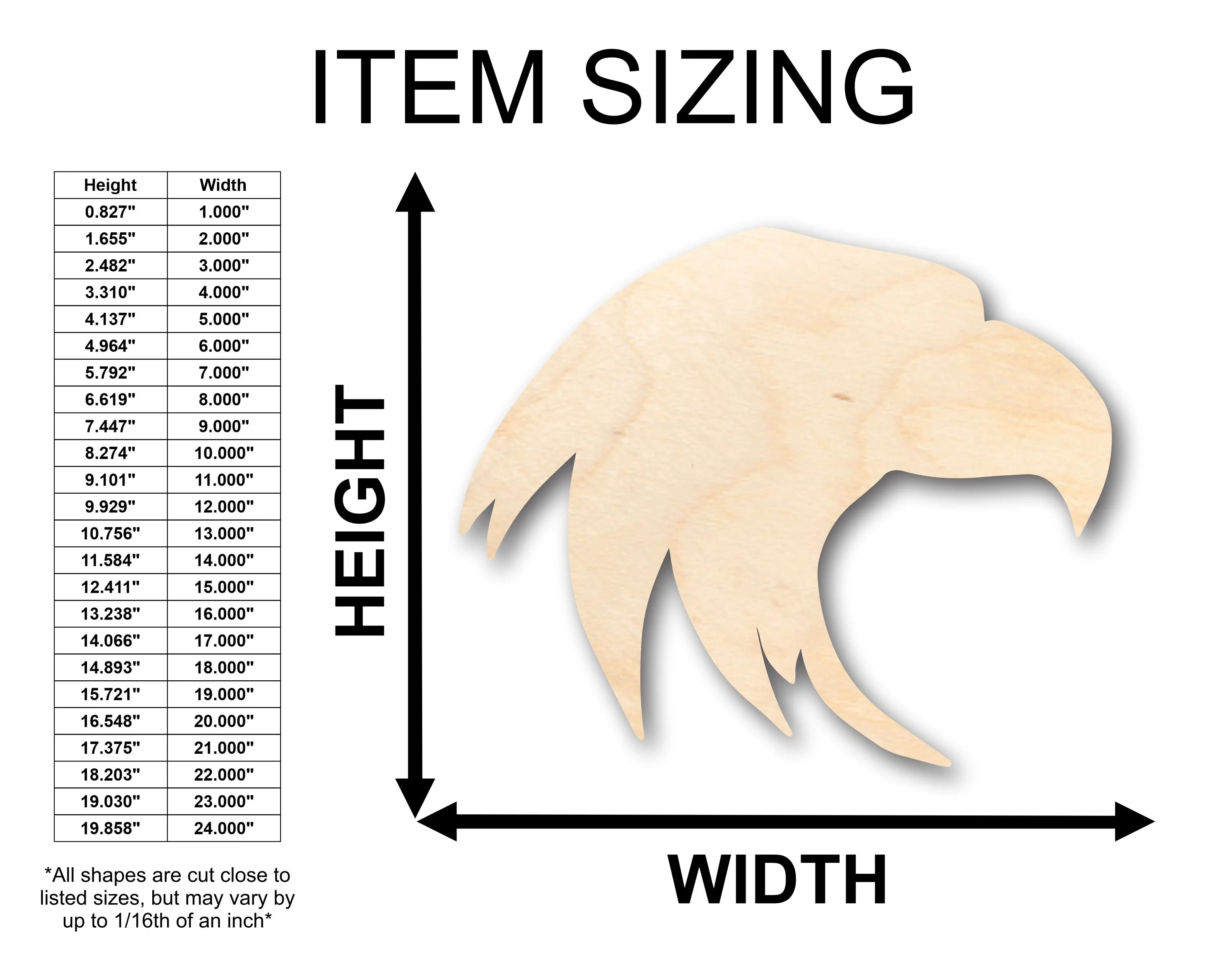 Unfinished Wood Eagle Head Patriotic Shape - Craft - up to 46" DIY - Image 2