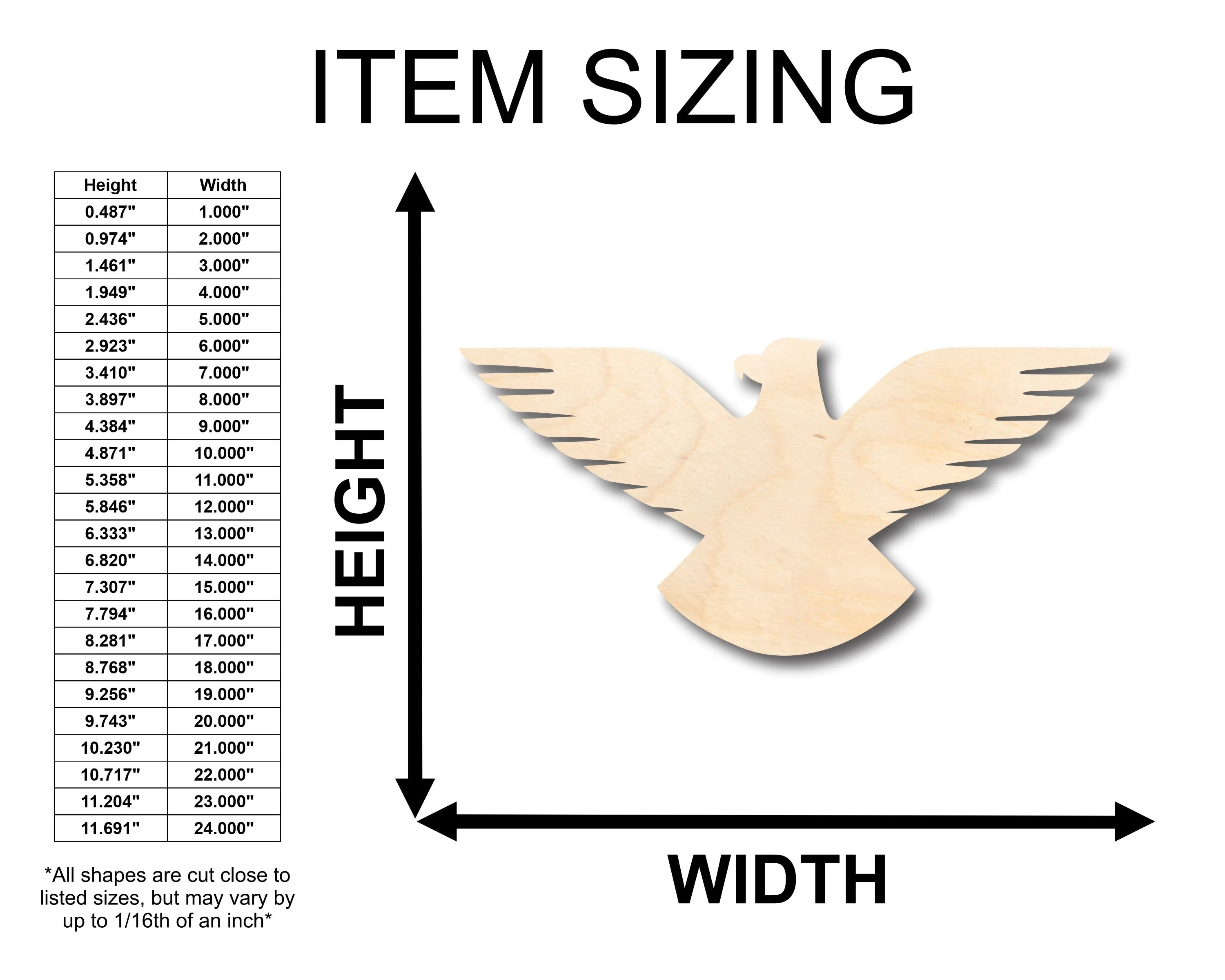 Unfinished Wood Eagle Patriotic Shape - Craft - up to 46" DIY - Image 2