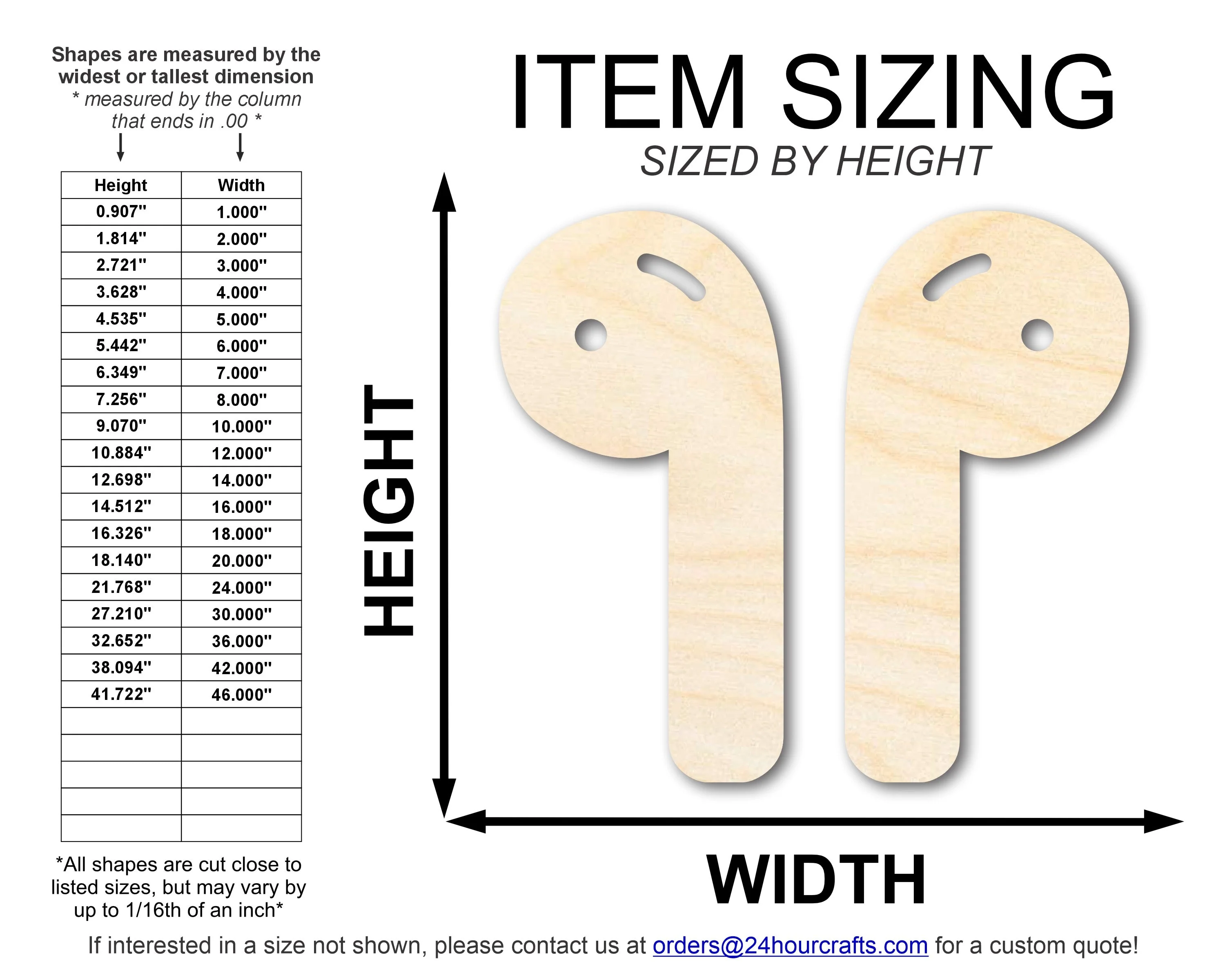 Unfinished Wood Earbuds Shape | DIY Craft Cutout | up to 46" DIY - Image 2