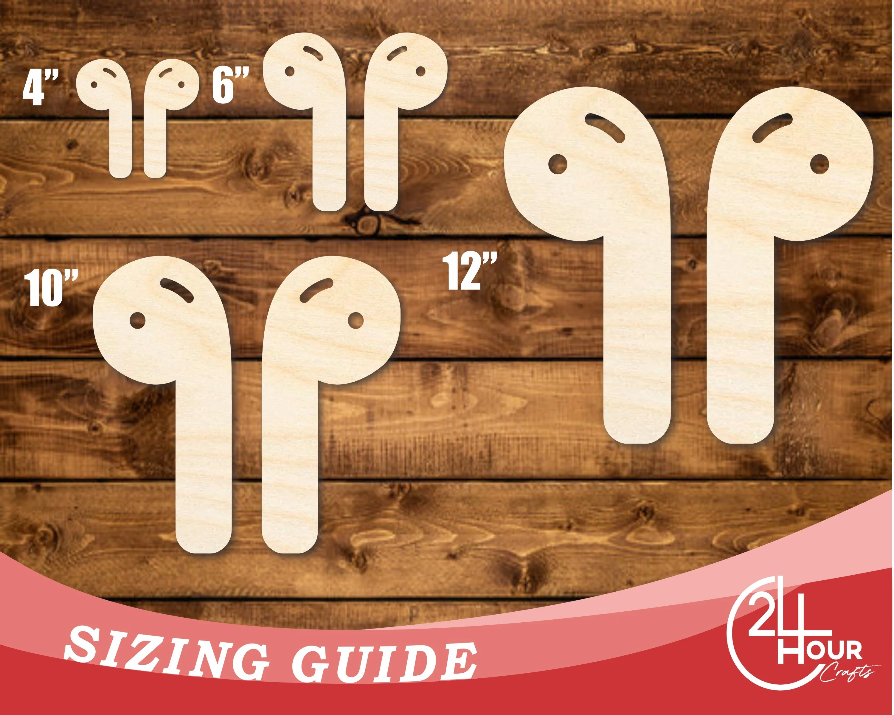 Unfinished Wood Earbuds Shape | DIY Craft Cutout | up to 46" DIY - Image 3