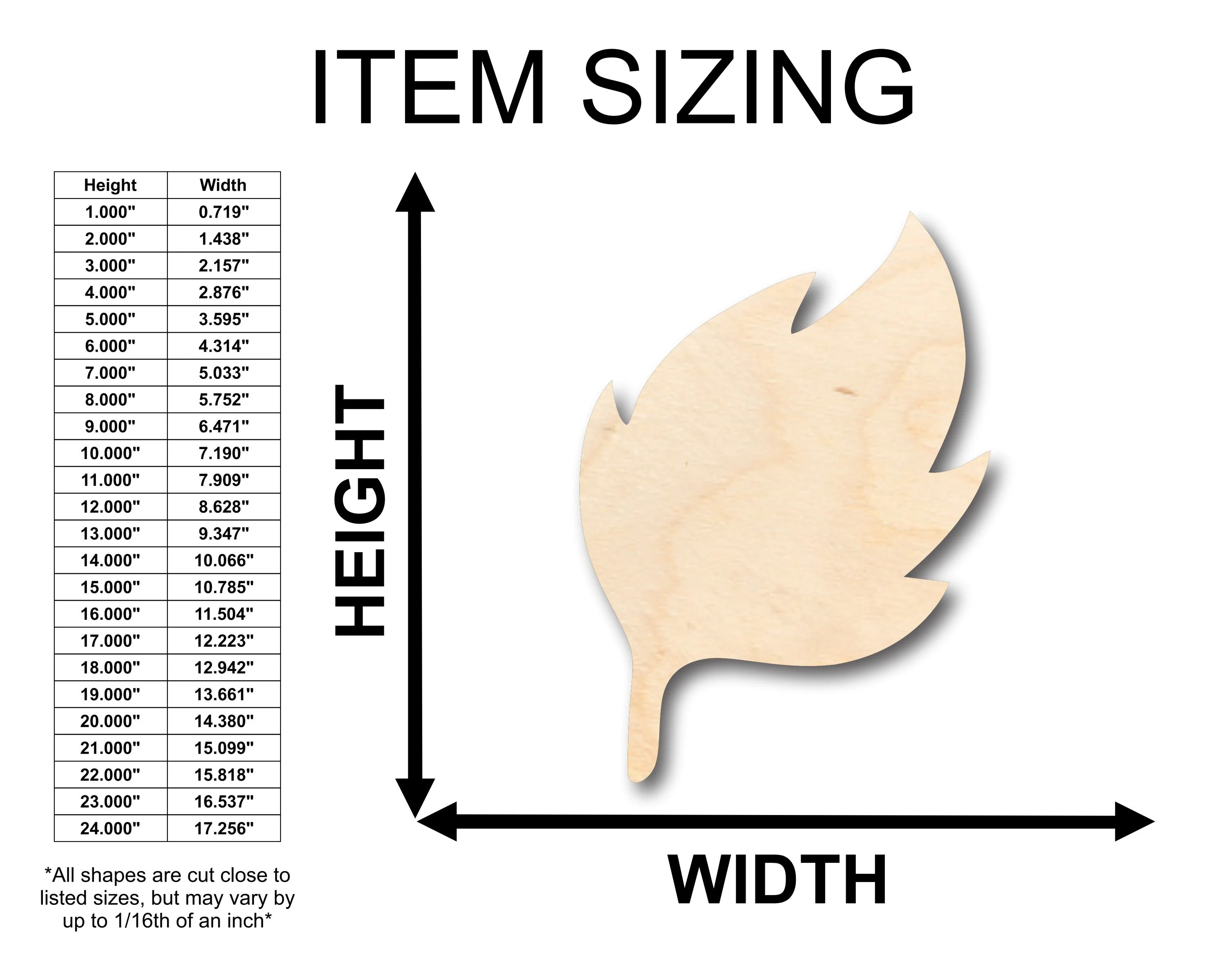 Unfinished Wood Earth Leaf Element Shape - Craft - up to 46" DIY - Image 2