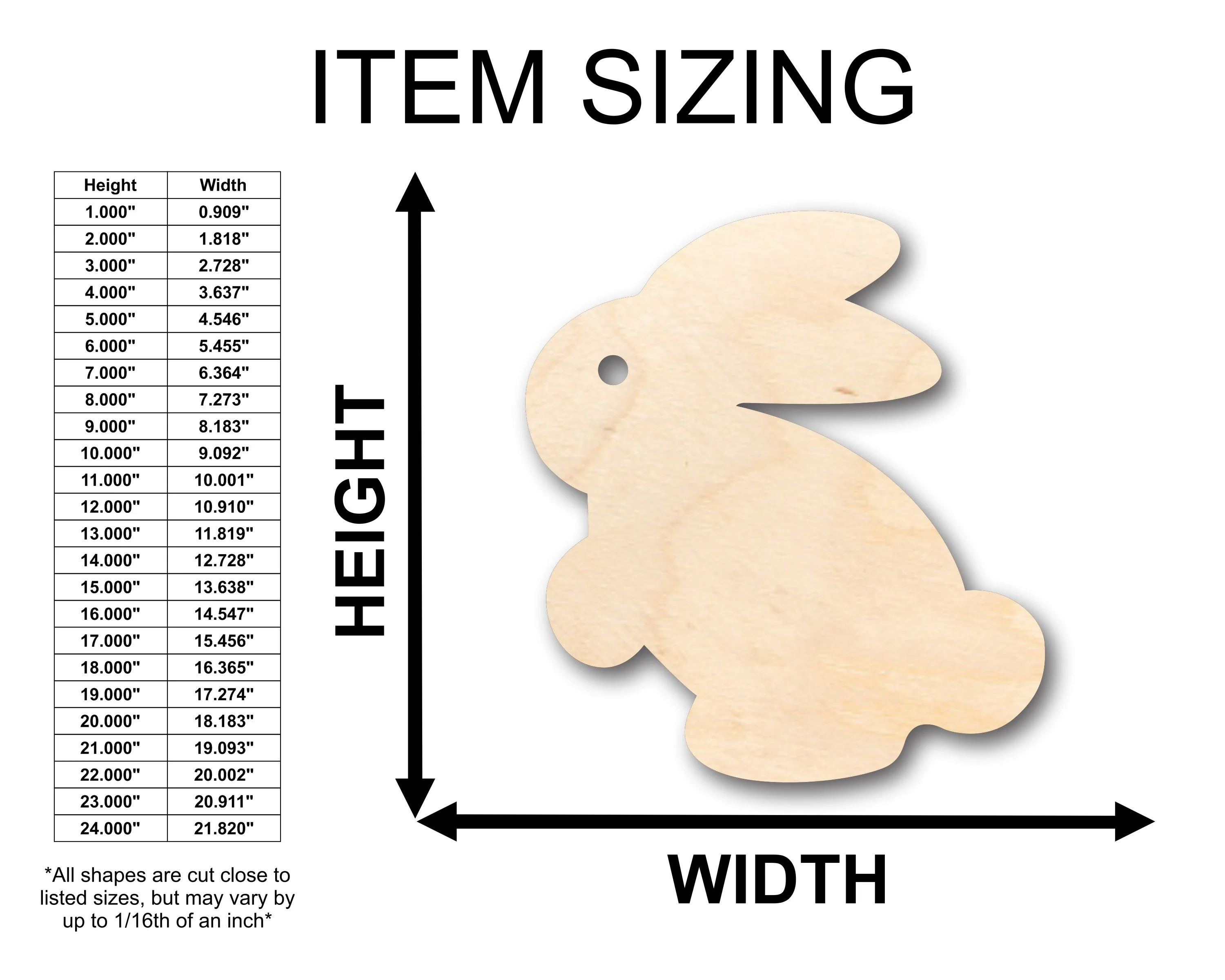 Unfinished Wood Easter Bunny Shape - Craft - up to 46" DIY - Image 2
