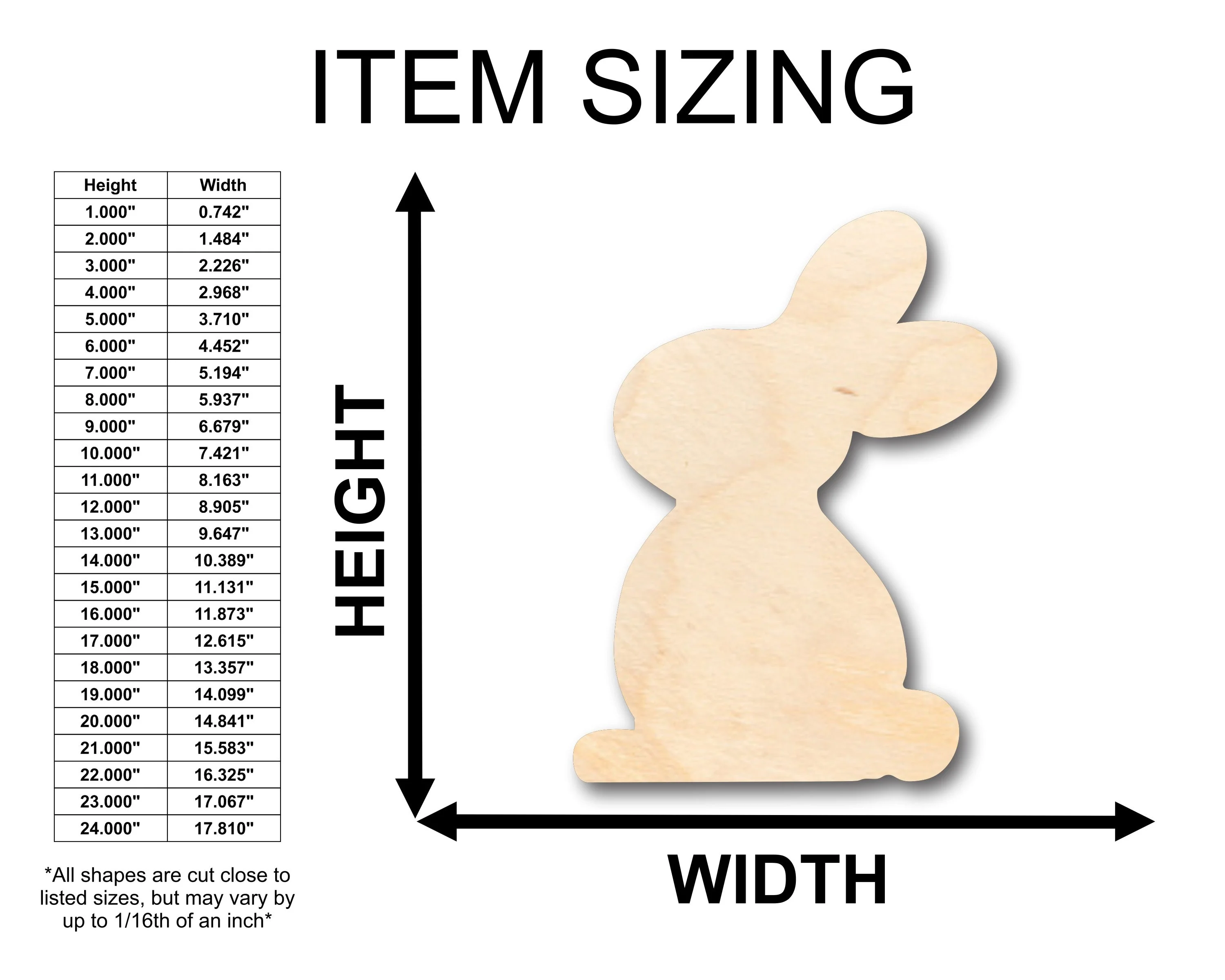 Unfinished Wood Easter Bunny Shape - Craft - up to 46" DIY - Image 2