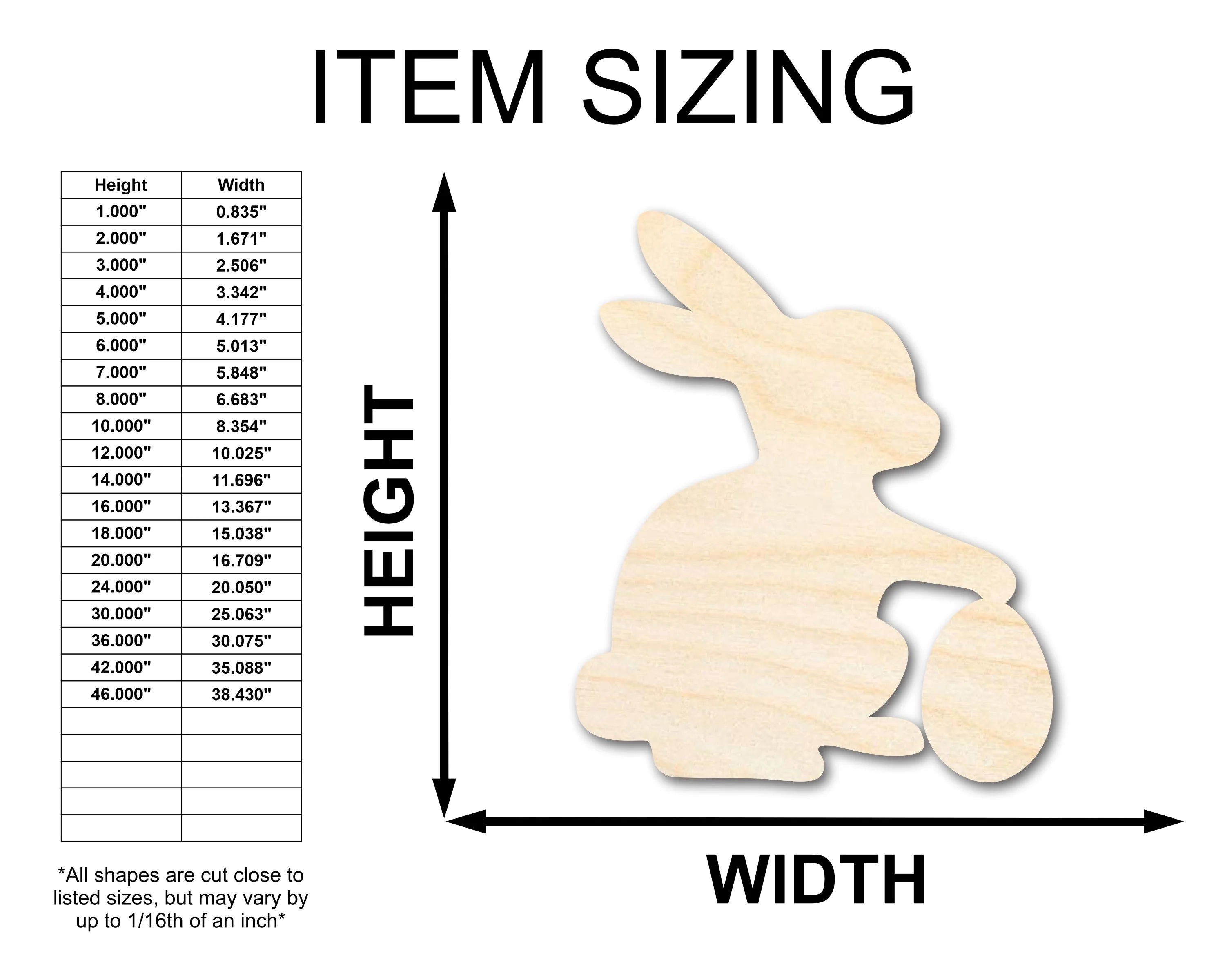 Unfinished Wood Easter Bunny Shape - Easter Bunny Egg Craft - up to 46" DIY - Image 2